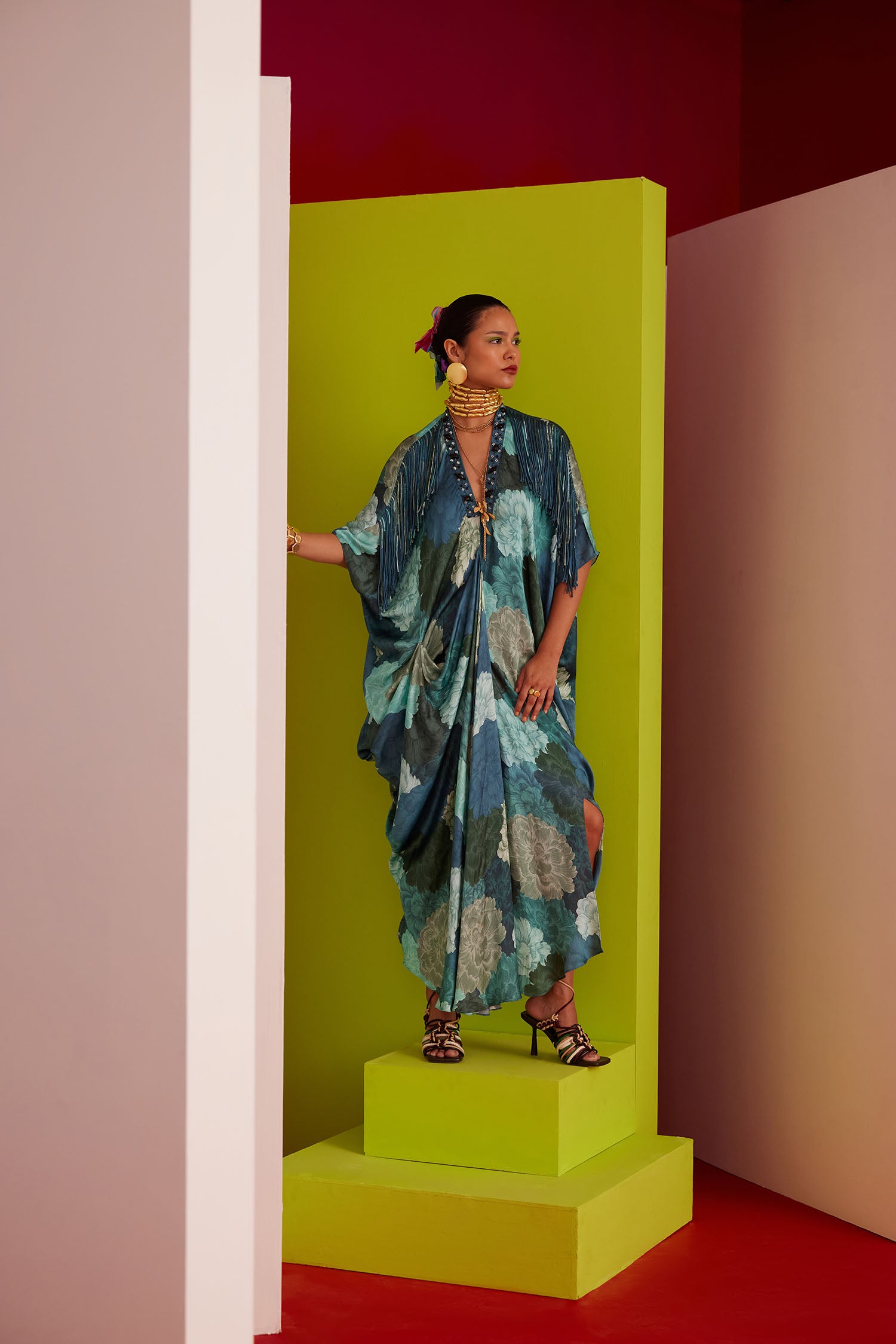 Mia - Printed & Fringed Kaftan