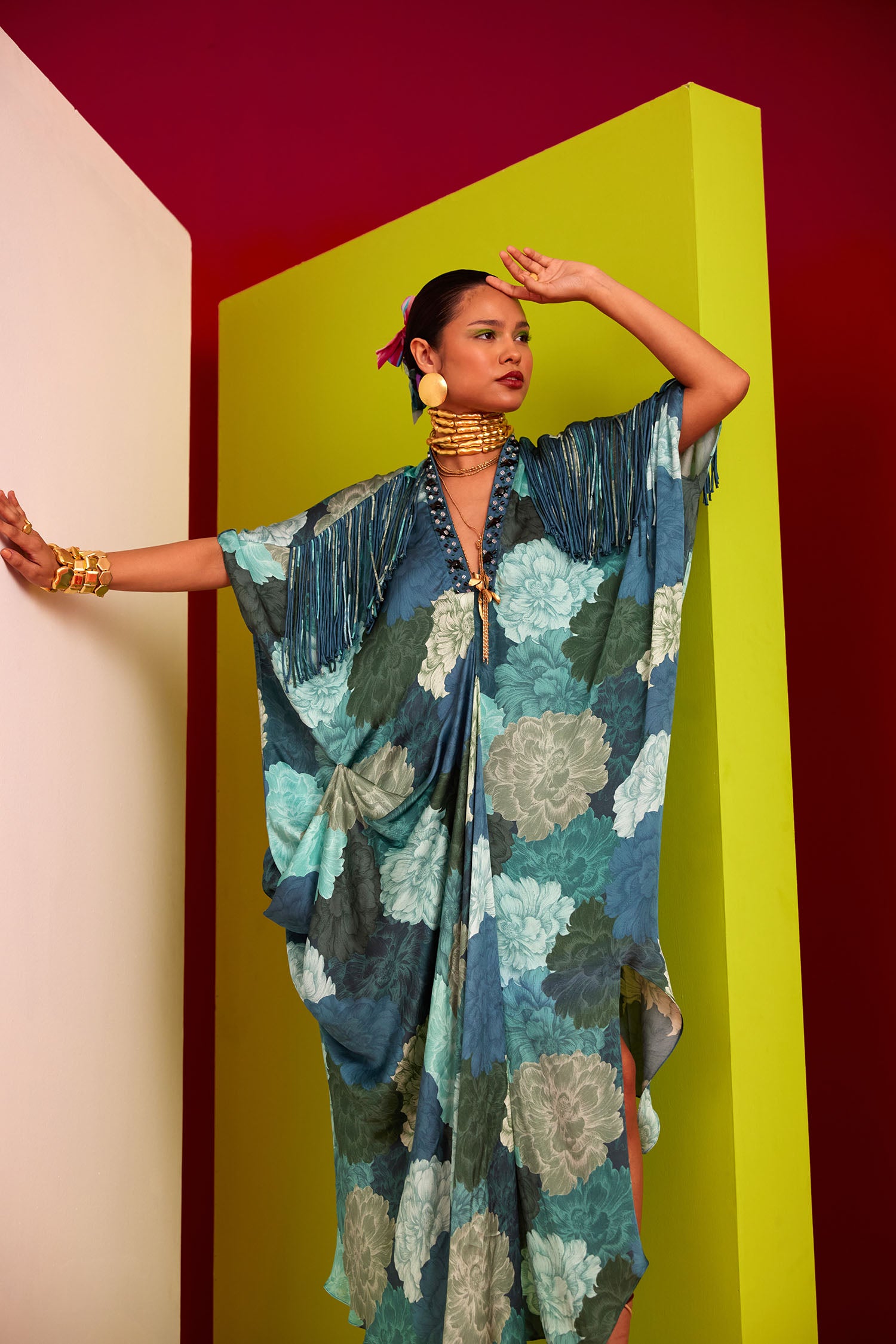 Mia - Printed & Fringed Kaftan