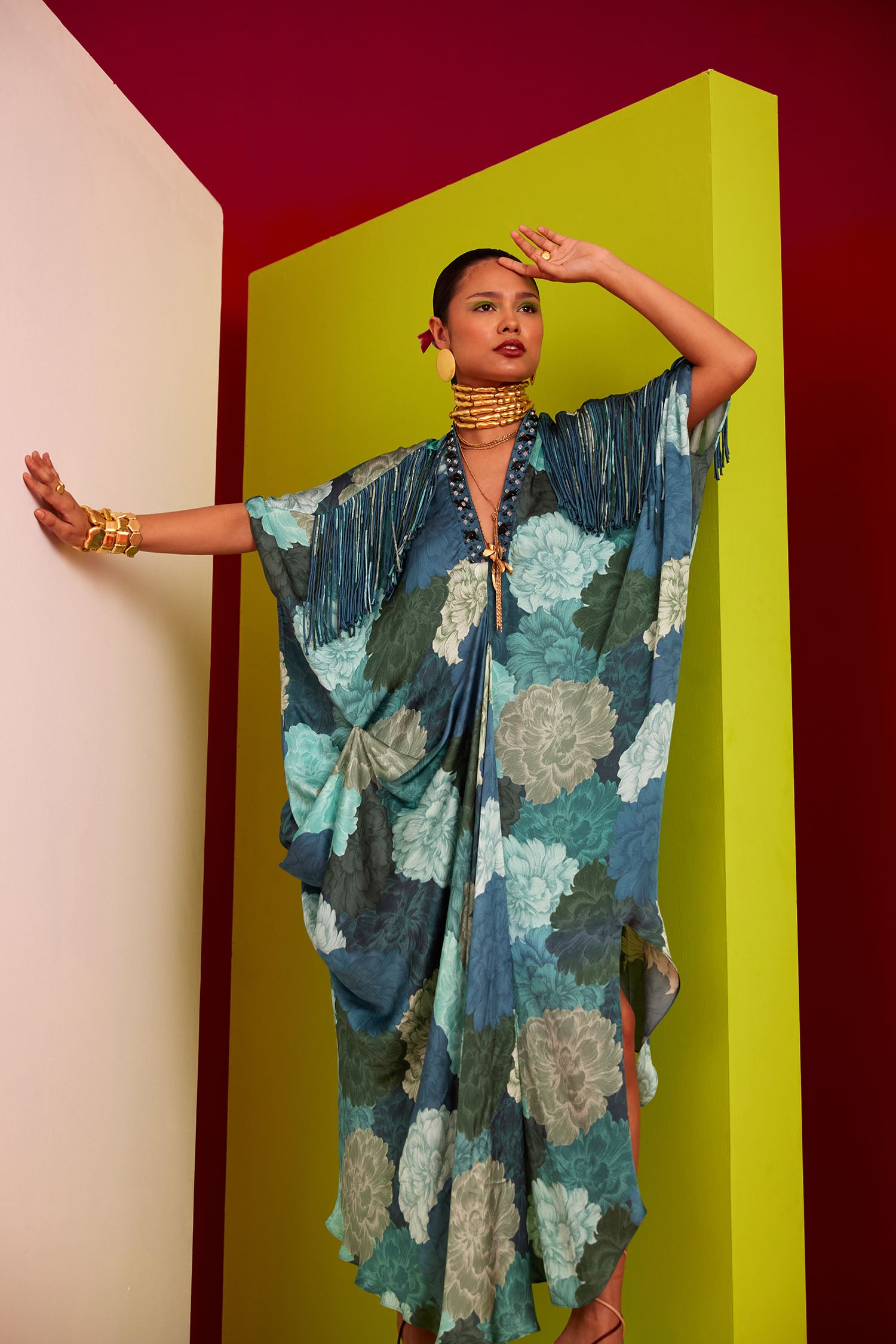 Mia - Printed & Fringed Kaftan