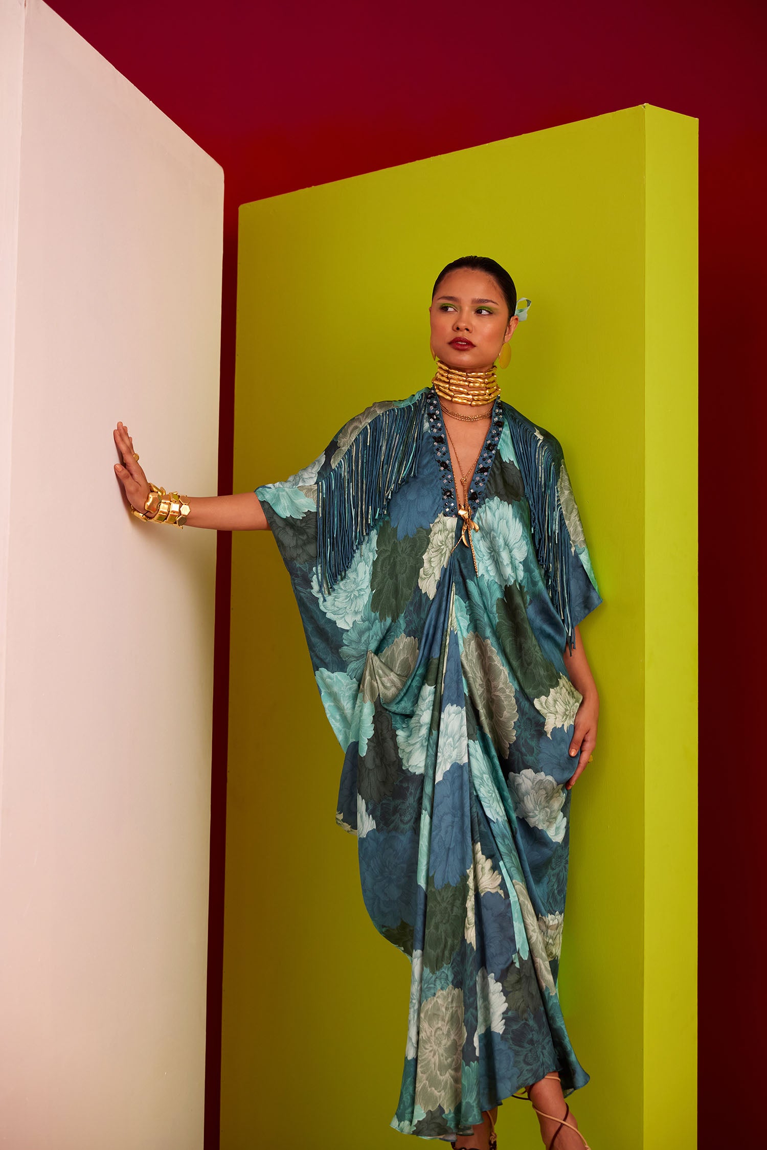 Mia - Printed & Fringed Kaftan