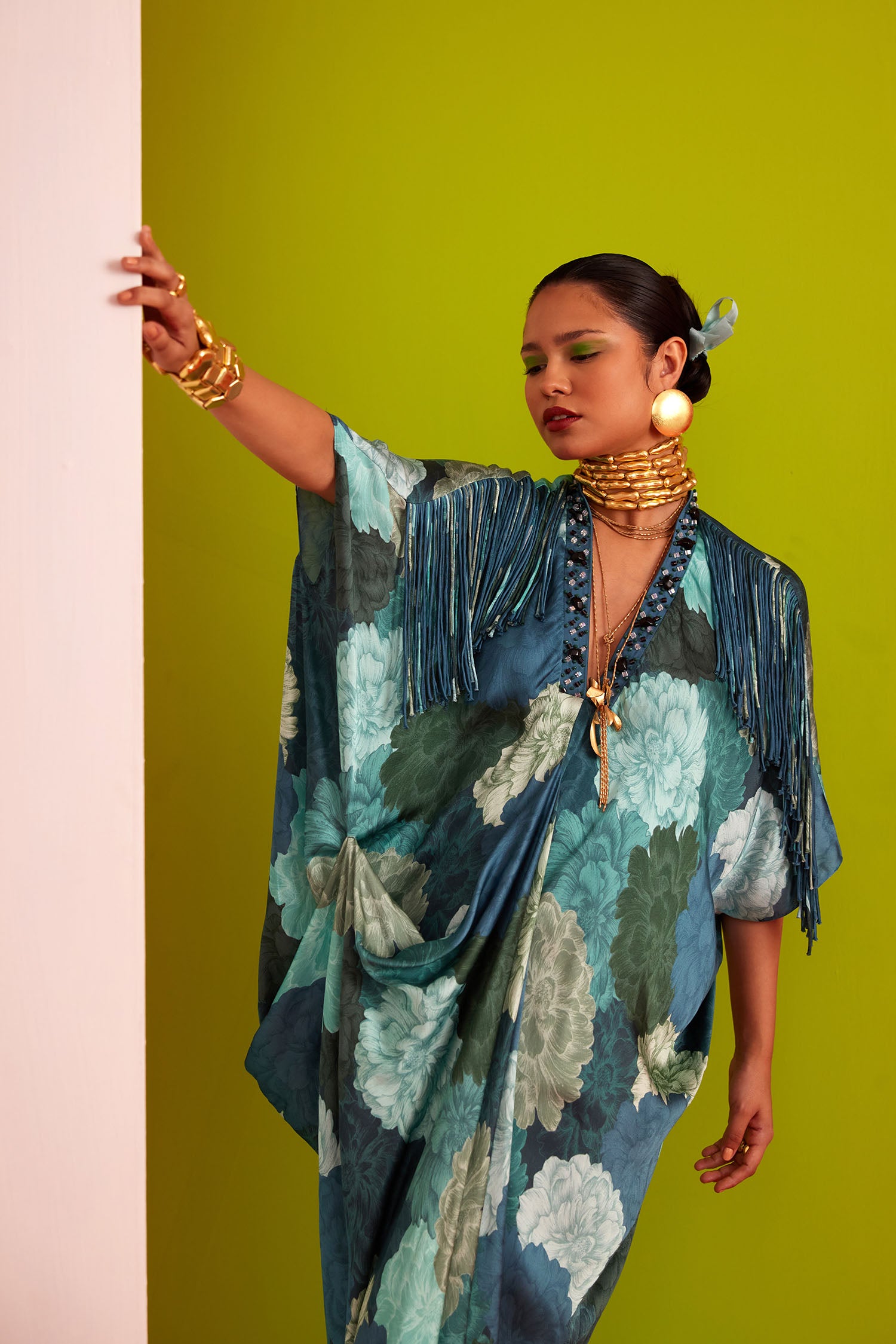 Mia - Printed & Fringed Kaftan