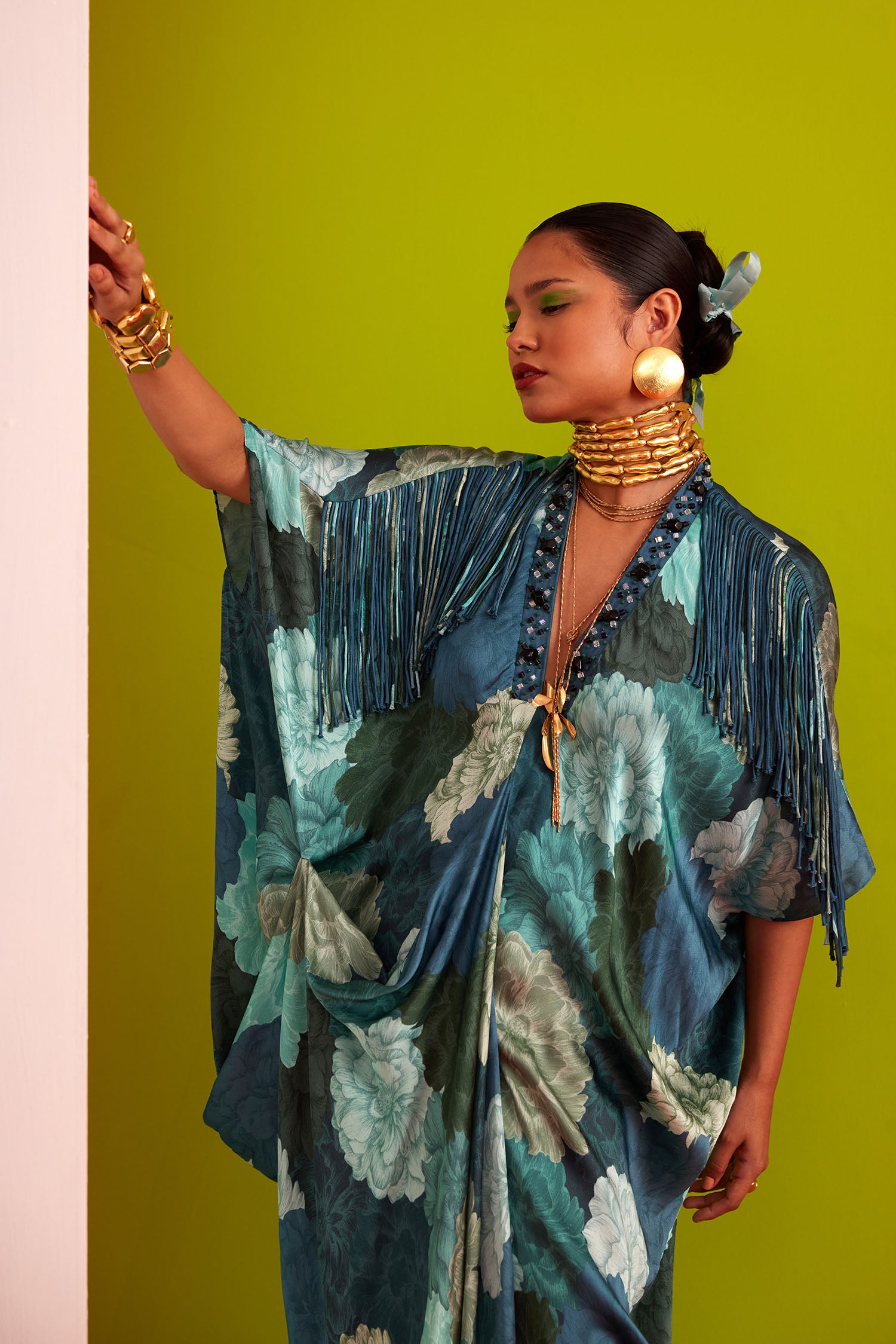 Mia - Printed & Fringed Kaftan