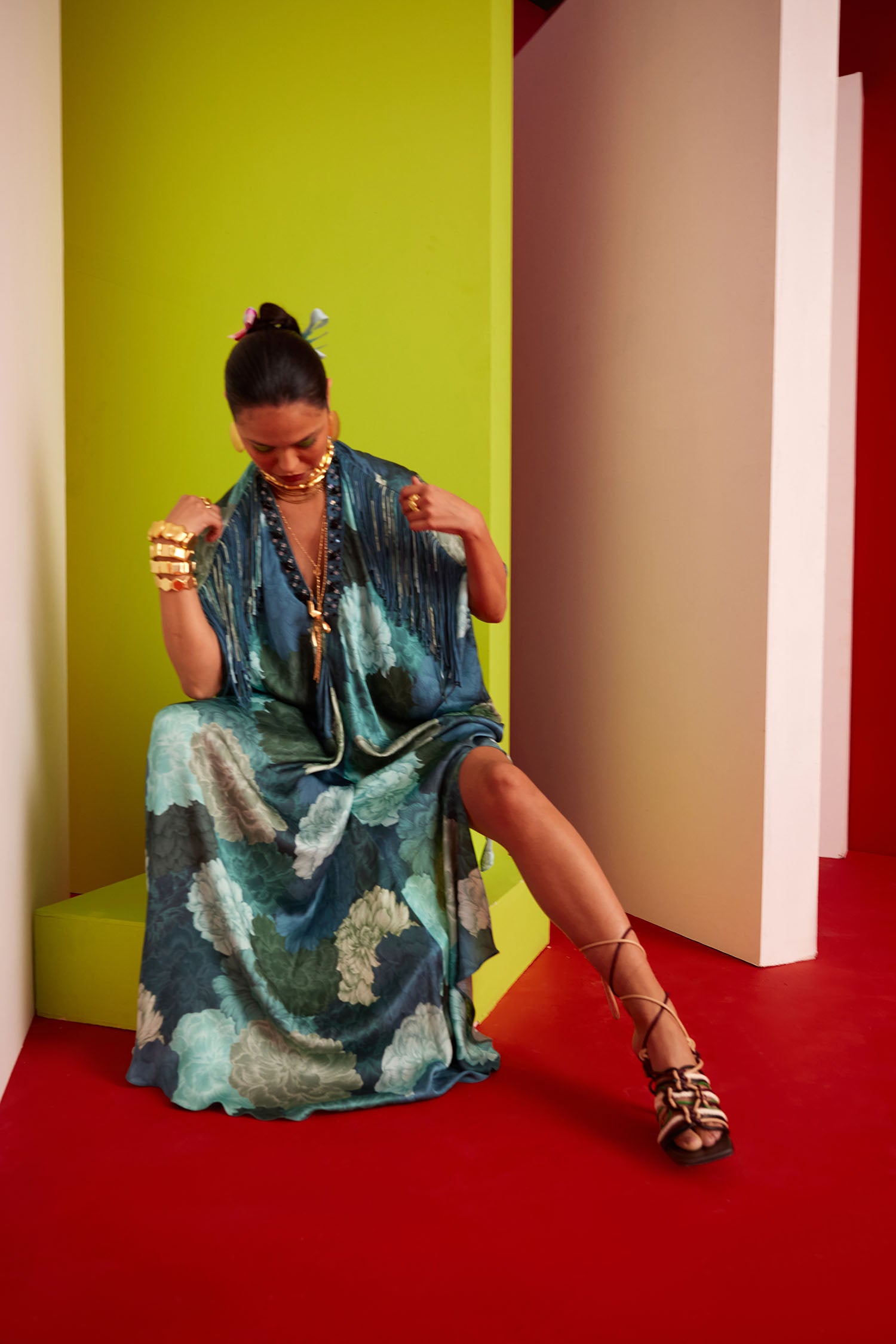 Mia - Printed & Fringed Kaftan