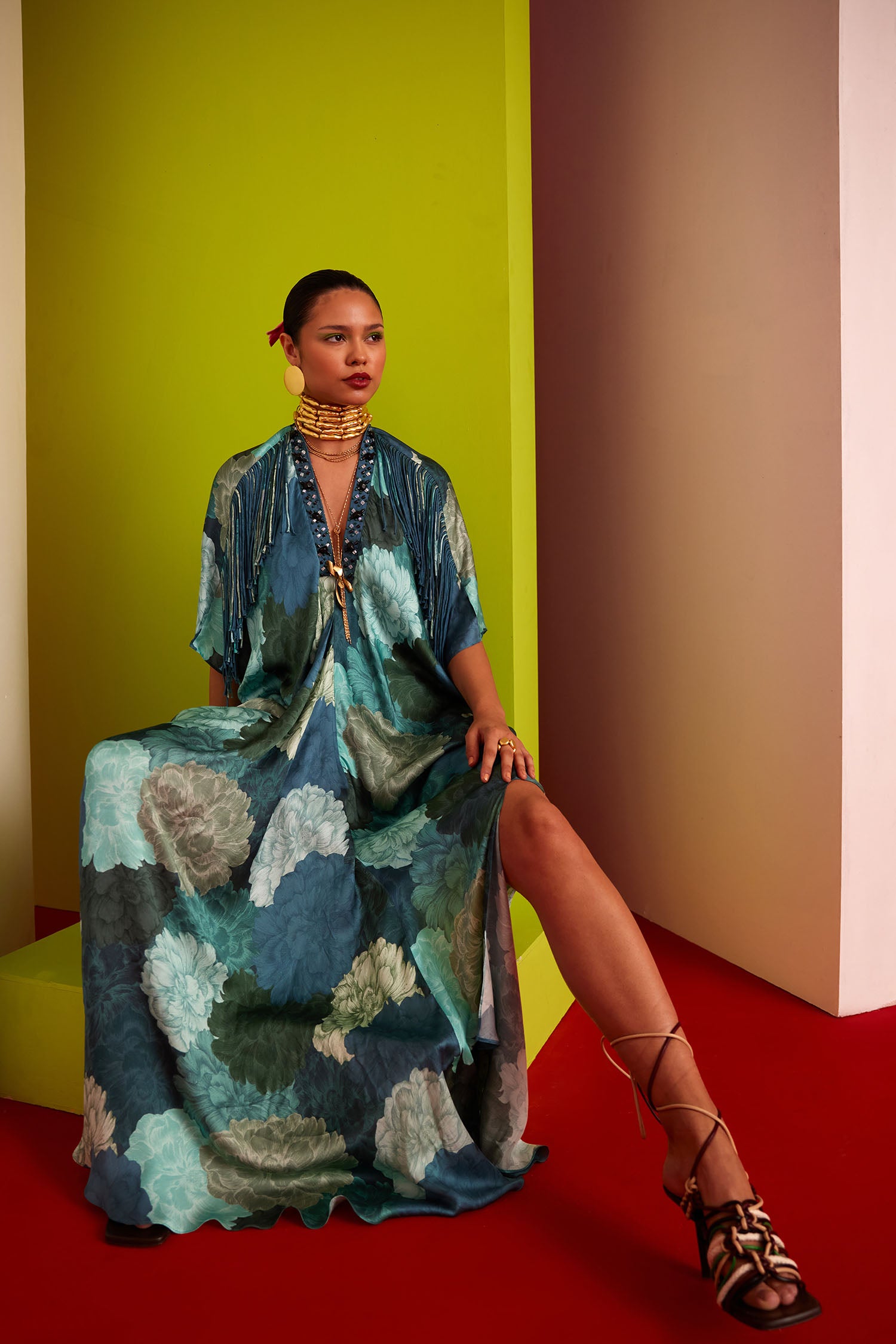 Mia - Printed & Fringed Kaftan