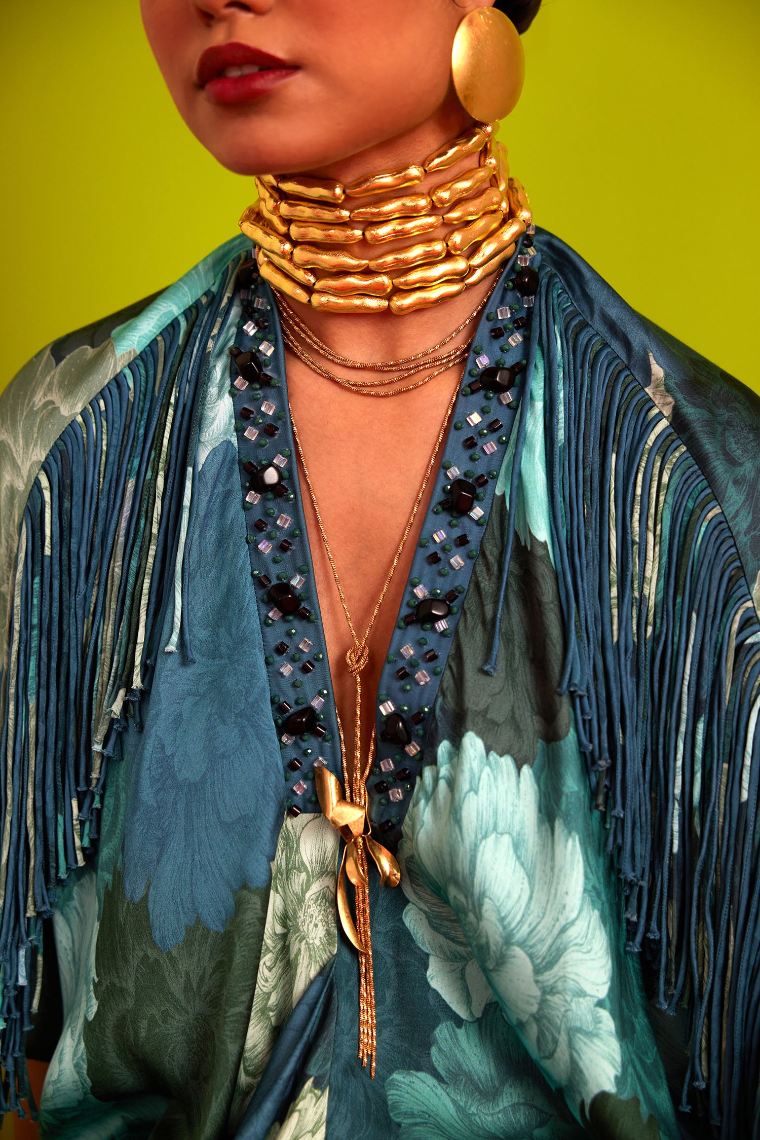 Mia - Printed & Fringed Kaftan