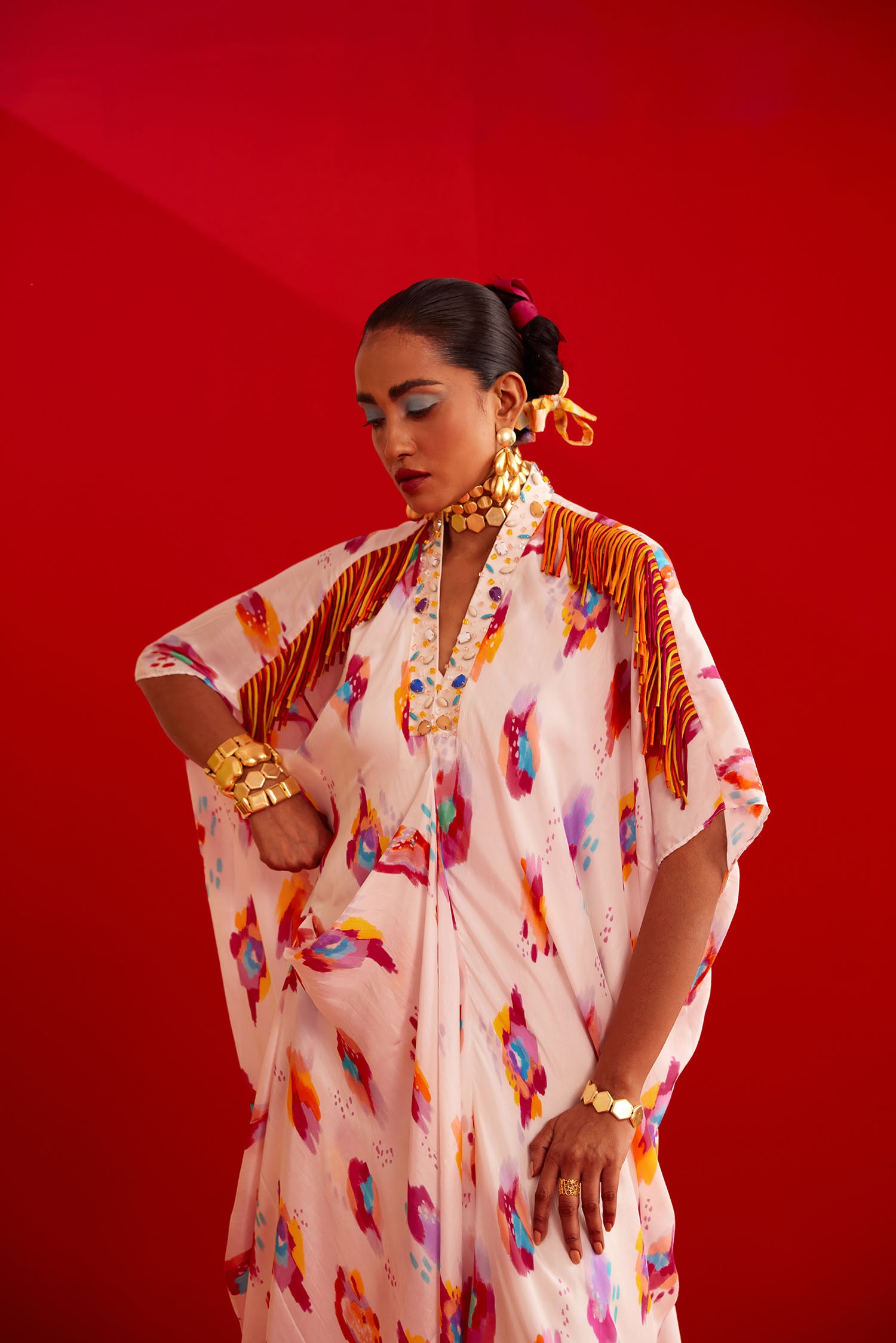 Lia - Printed & Fringed Kaftan