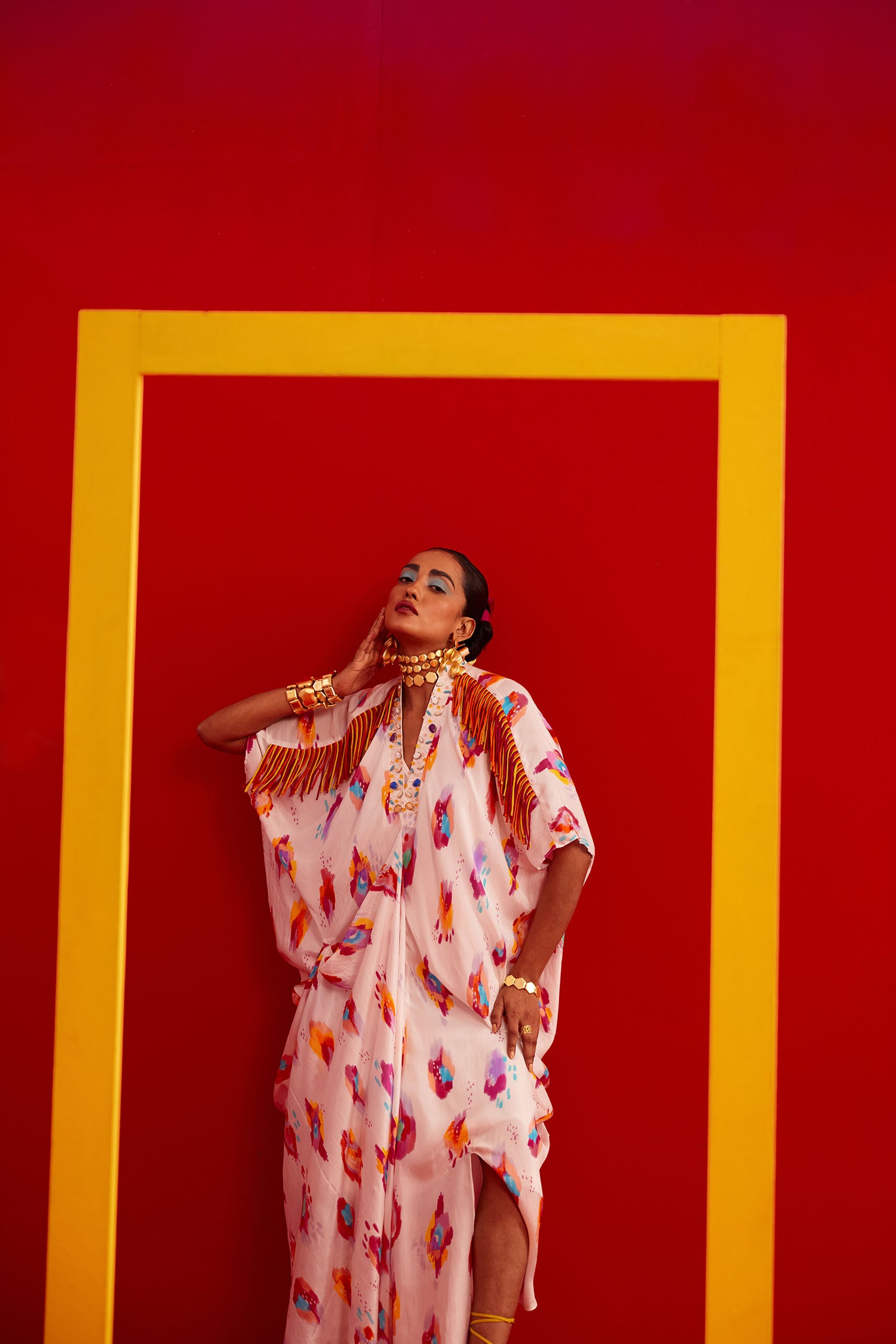 Lia - Printed & Fringed Kaftan