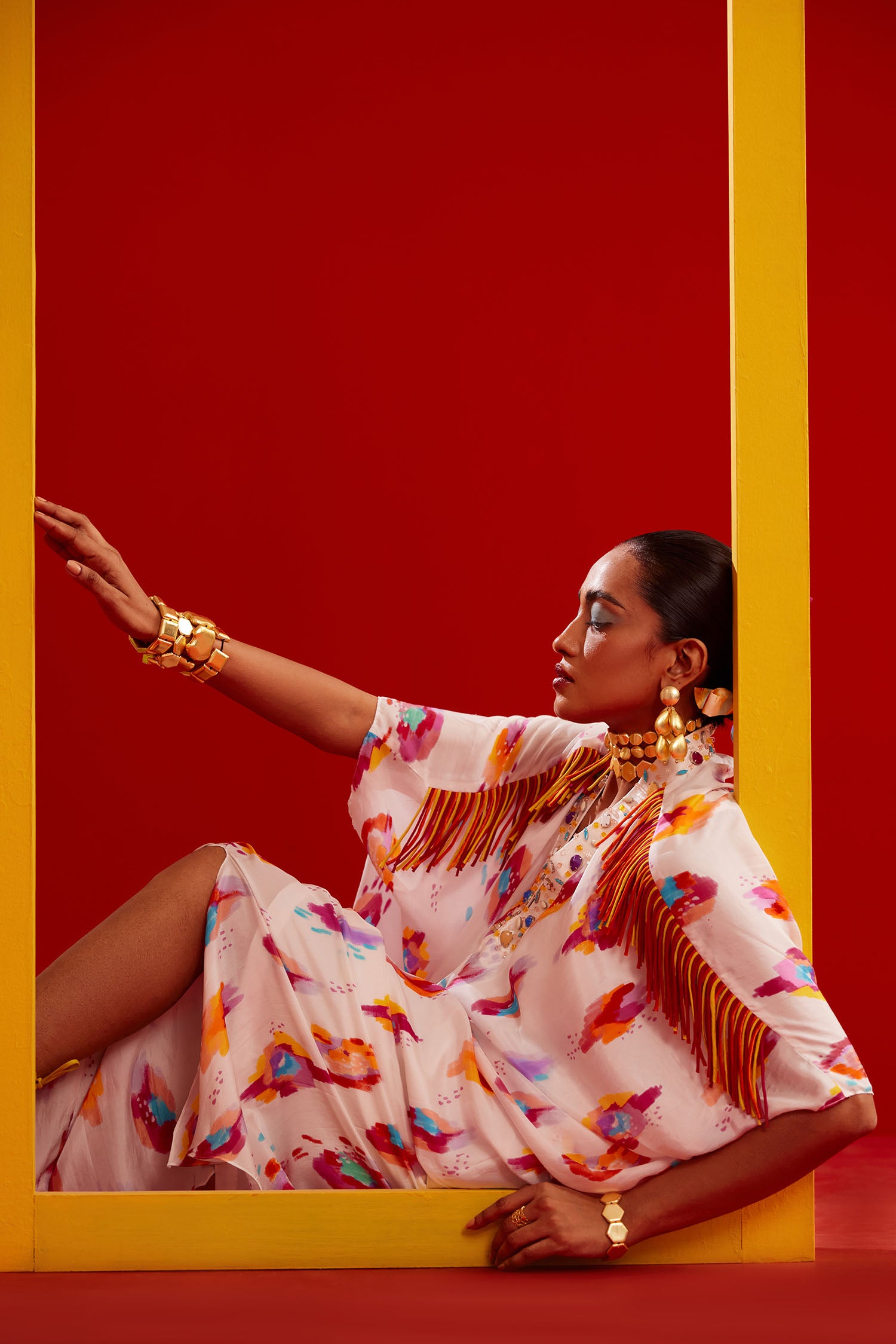 Lia - Printed & Fringed Kaftan