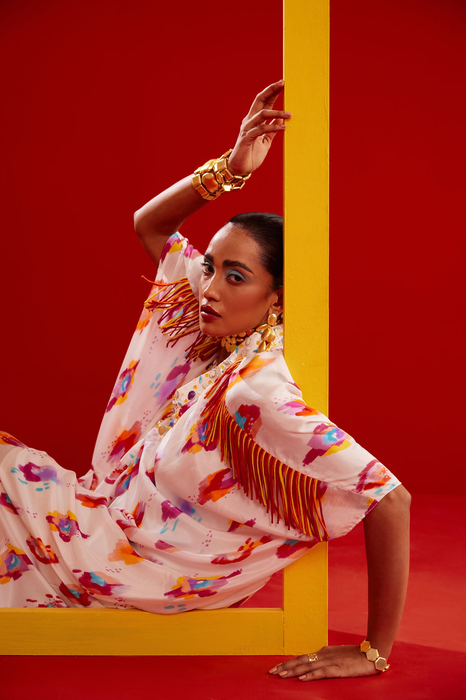 Lia - Printed & Fringed Kaftan