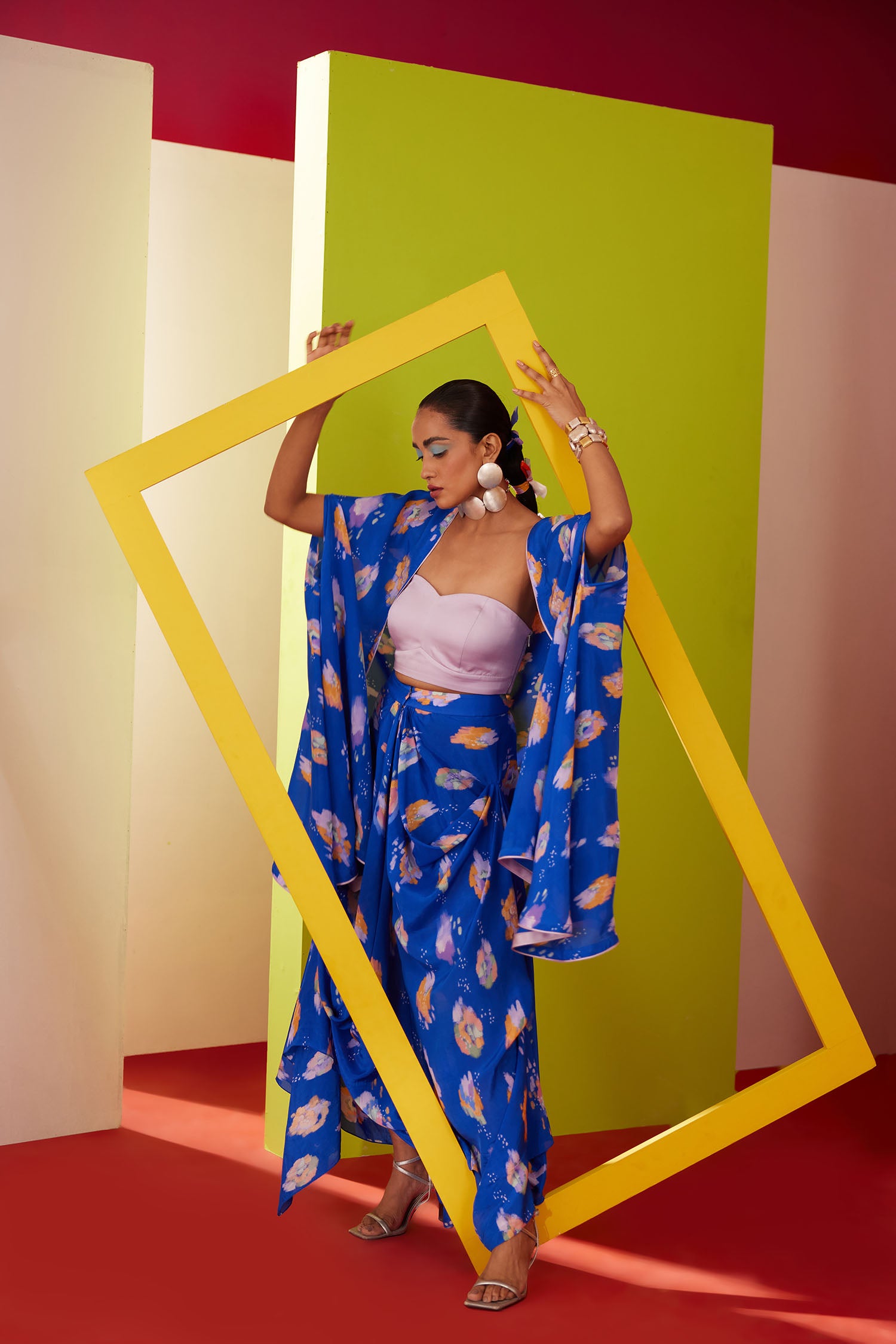 Fio - Printed Skirt Cape Set