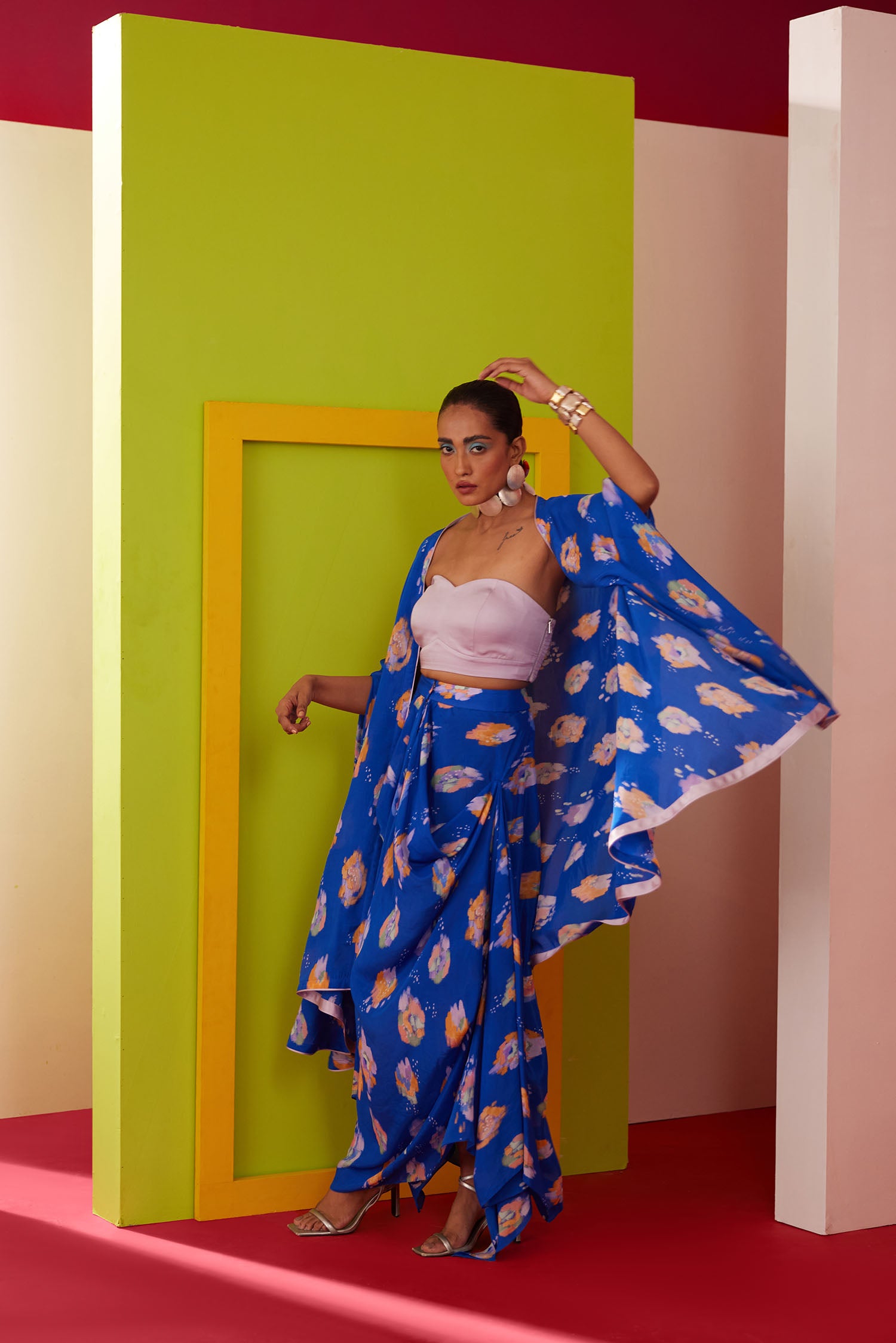 Fio - Printed Skirt Cape Set