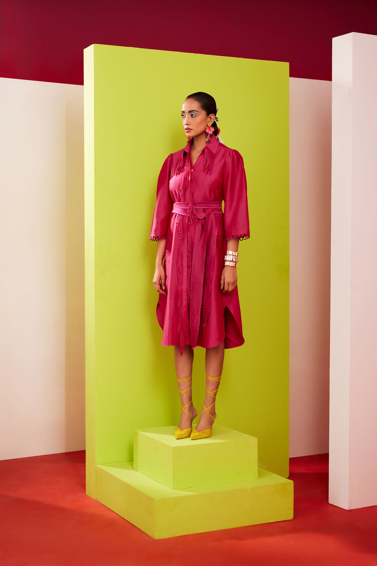 Terry - Handcrafted Fringed Shirt Dress