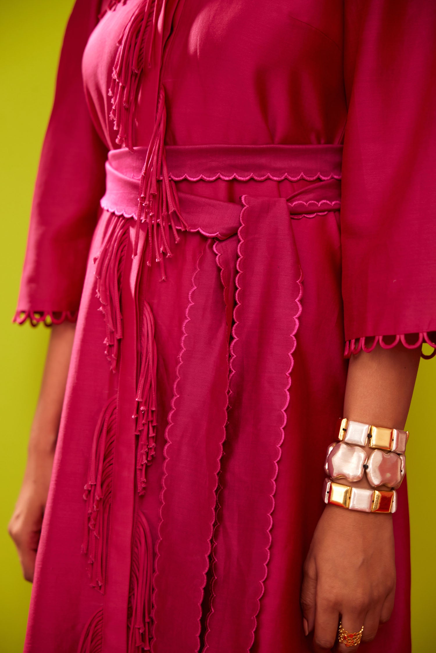 Terry - Handcrafted Fringed Shirt Dress