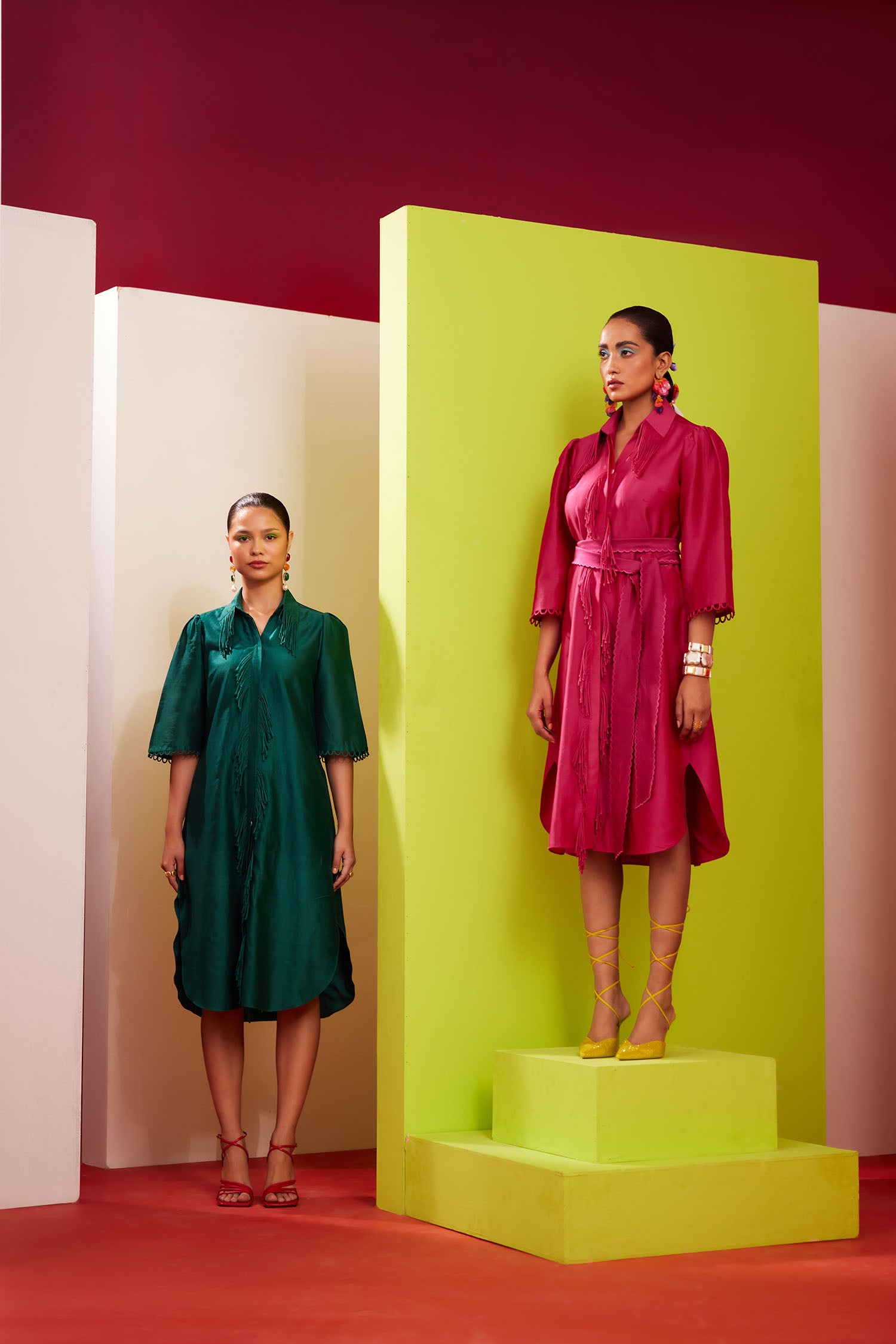 Terry - Handcrafted Fringed Shirt Dress