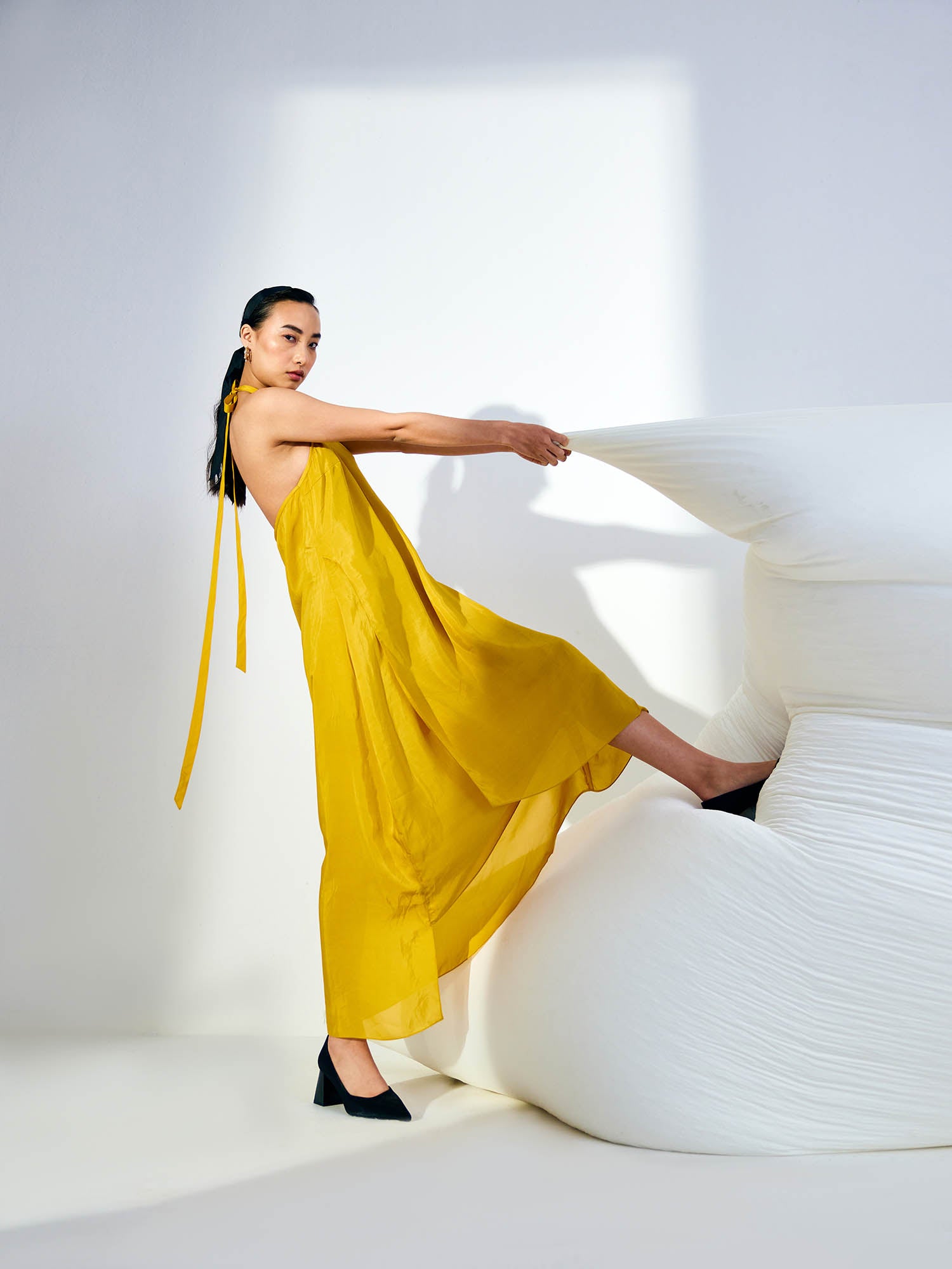 Sunflower Dress & Color Blocked Cape Set