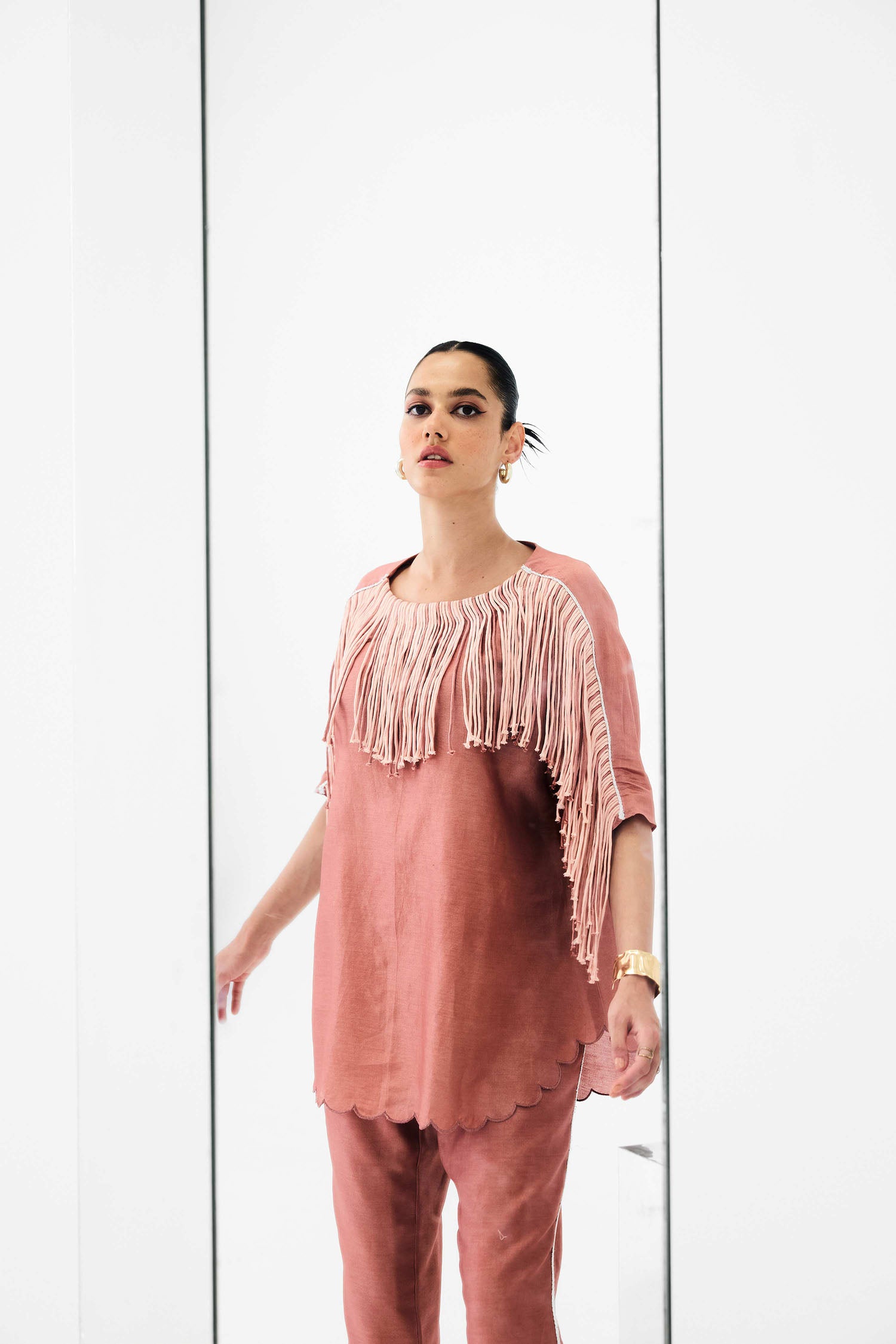 Ema Handcrafted Fringed Boxy Set