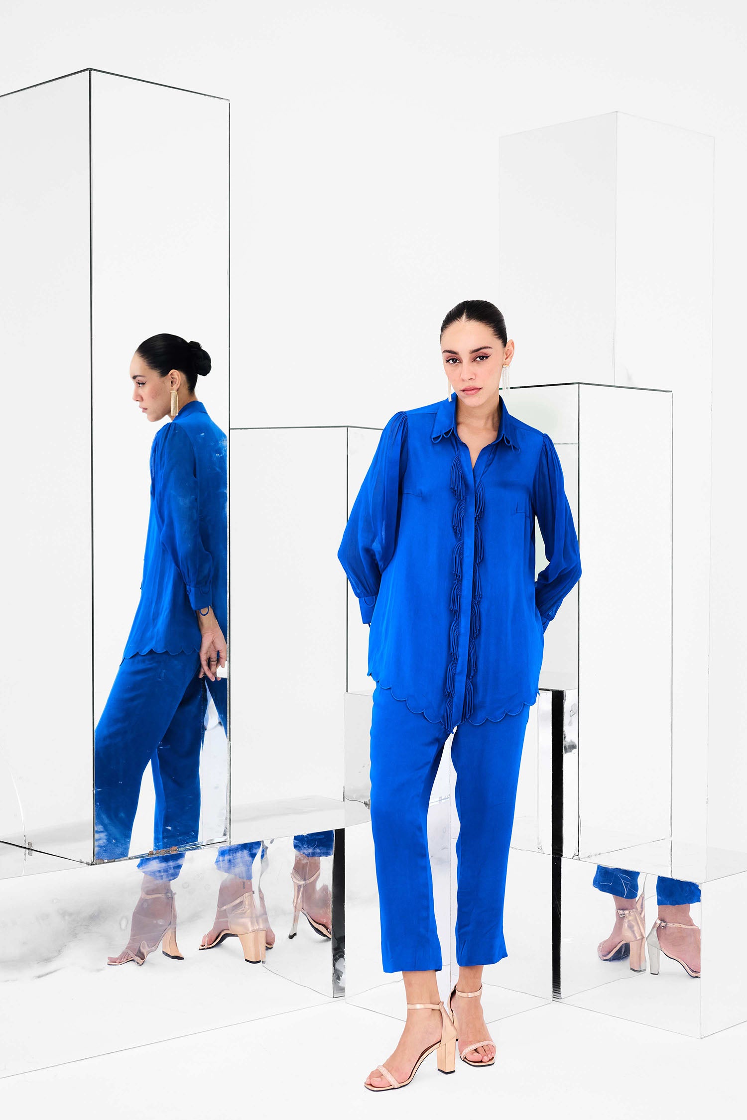 Ecru Detailed Fringed Co-ord