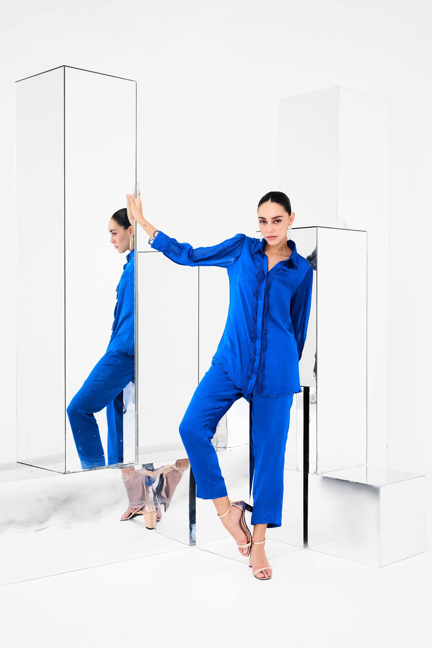 Ecru Detailed Fringed Co-ord