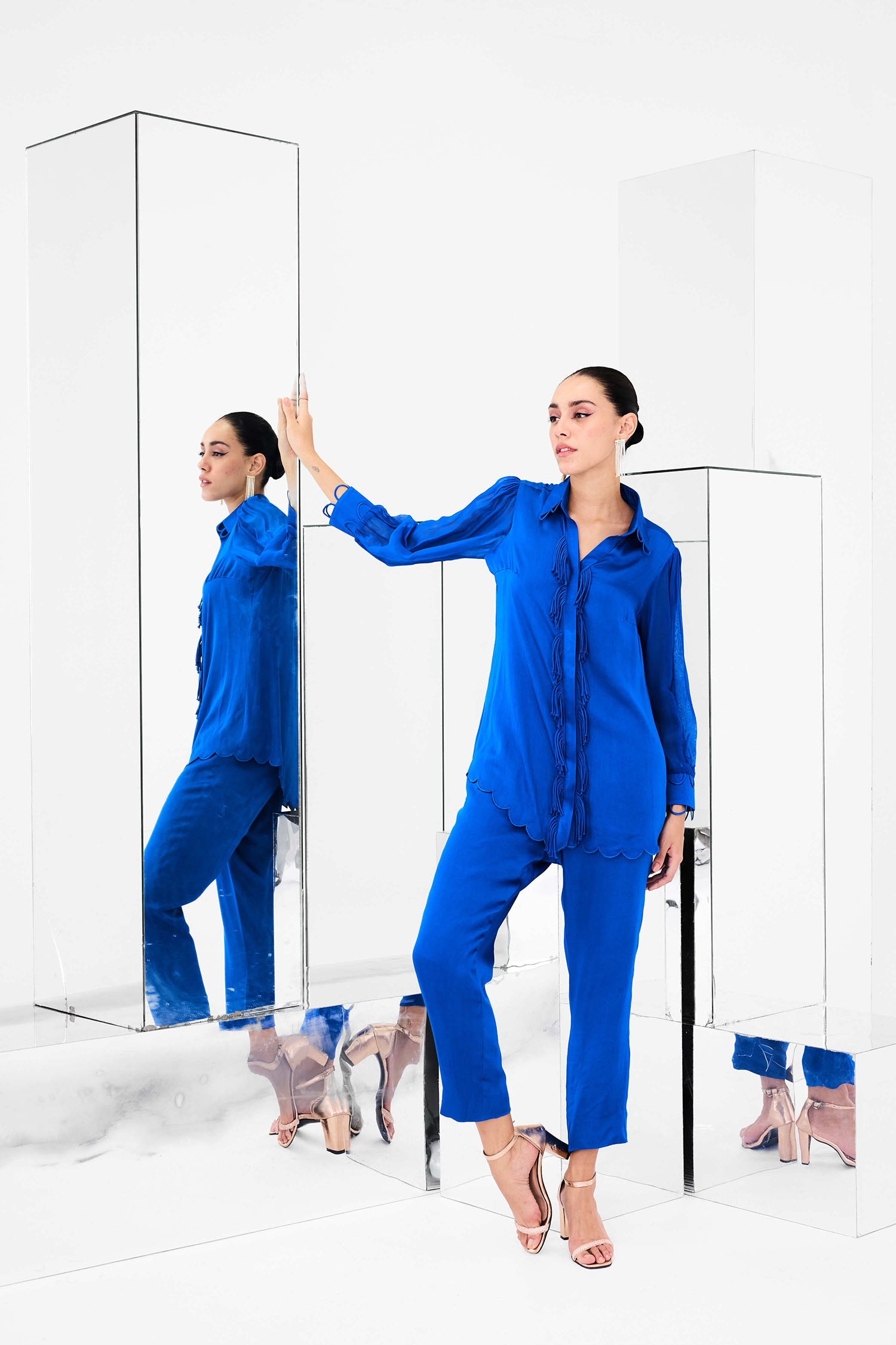 Ecru Detailed Fringed Co-ord