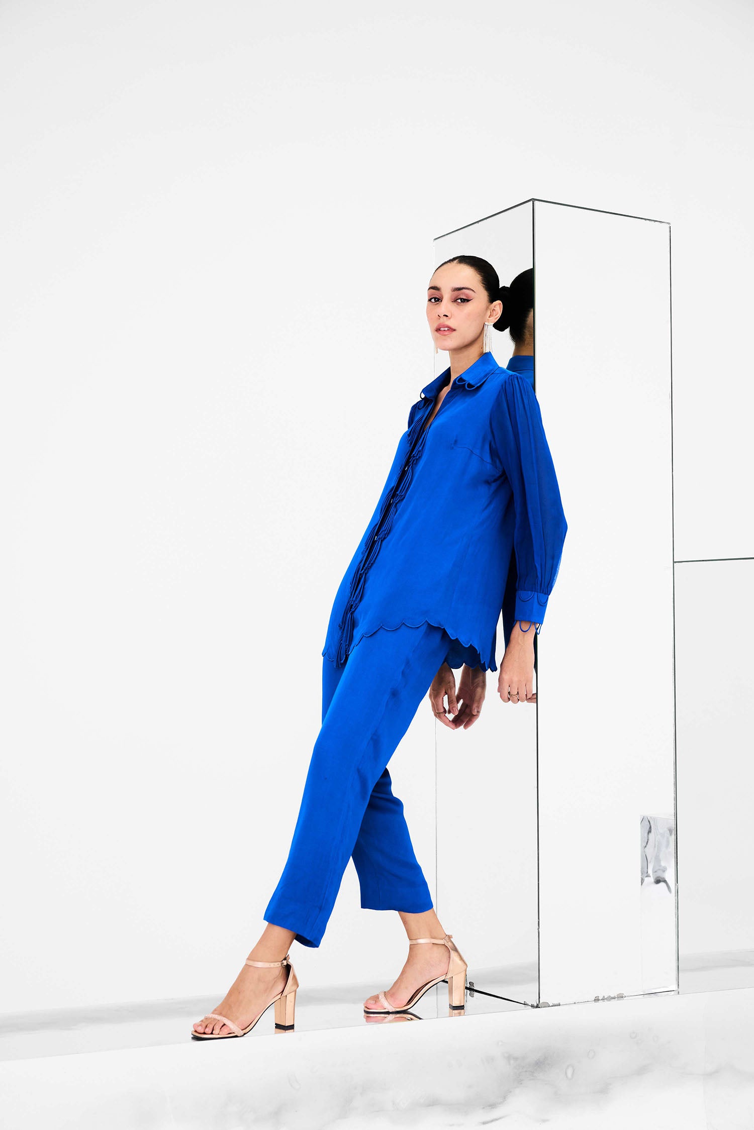 Ecru Detailed Fringed Co-ord