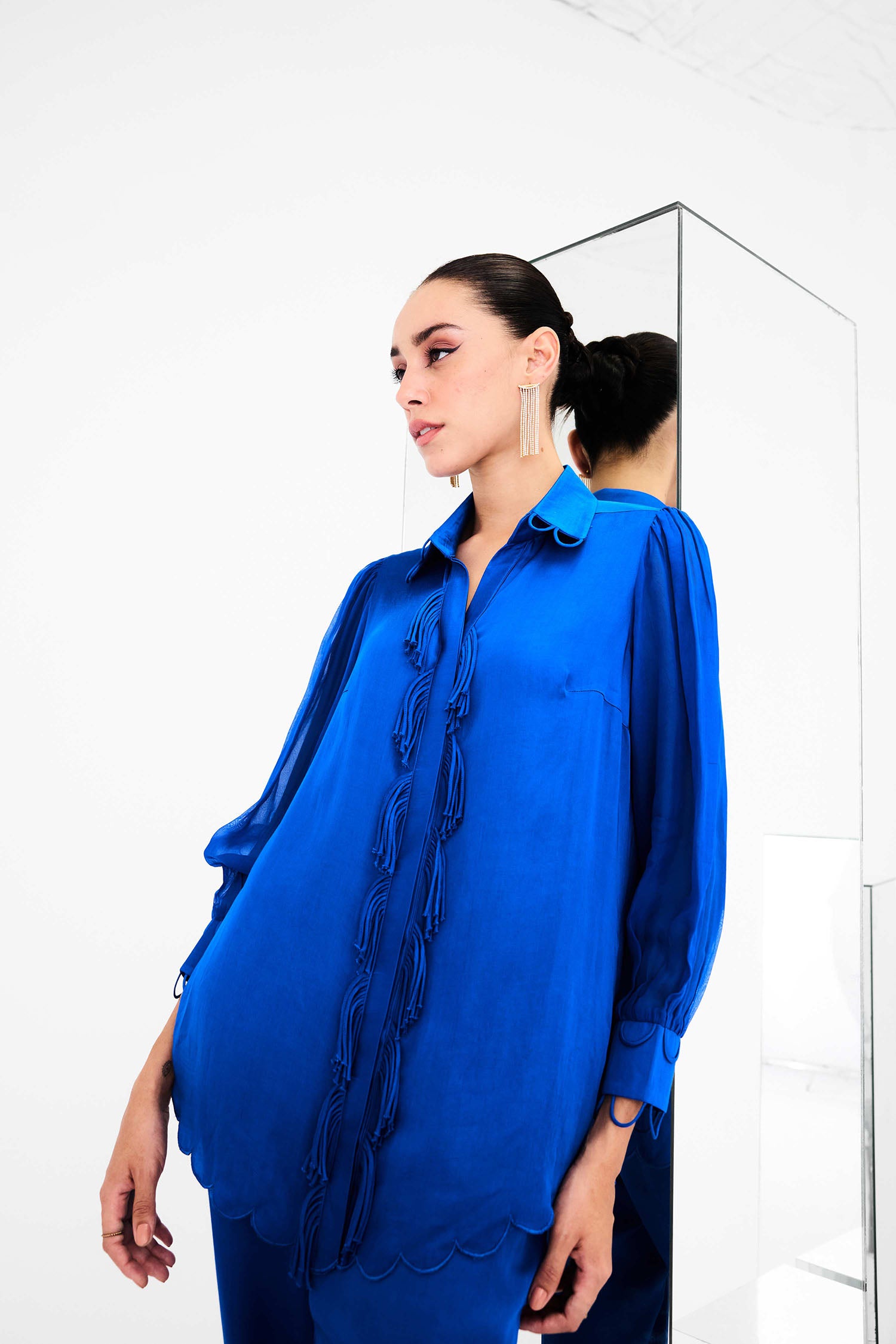 Ecru Detailed Fringed Co-ord