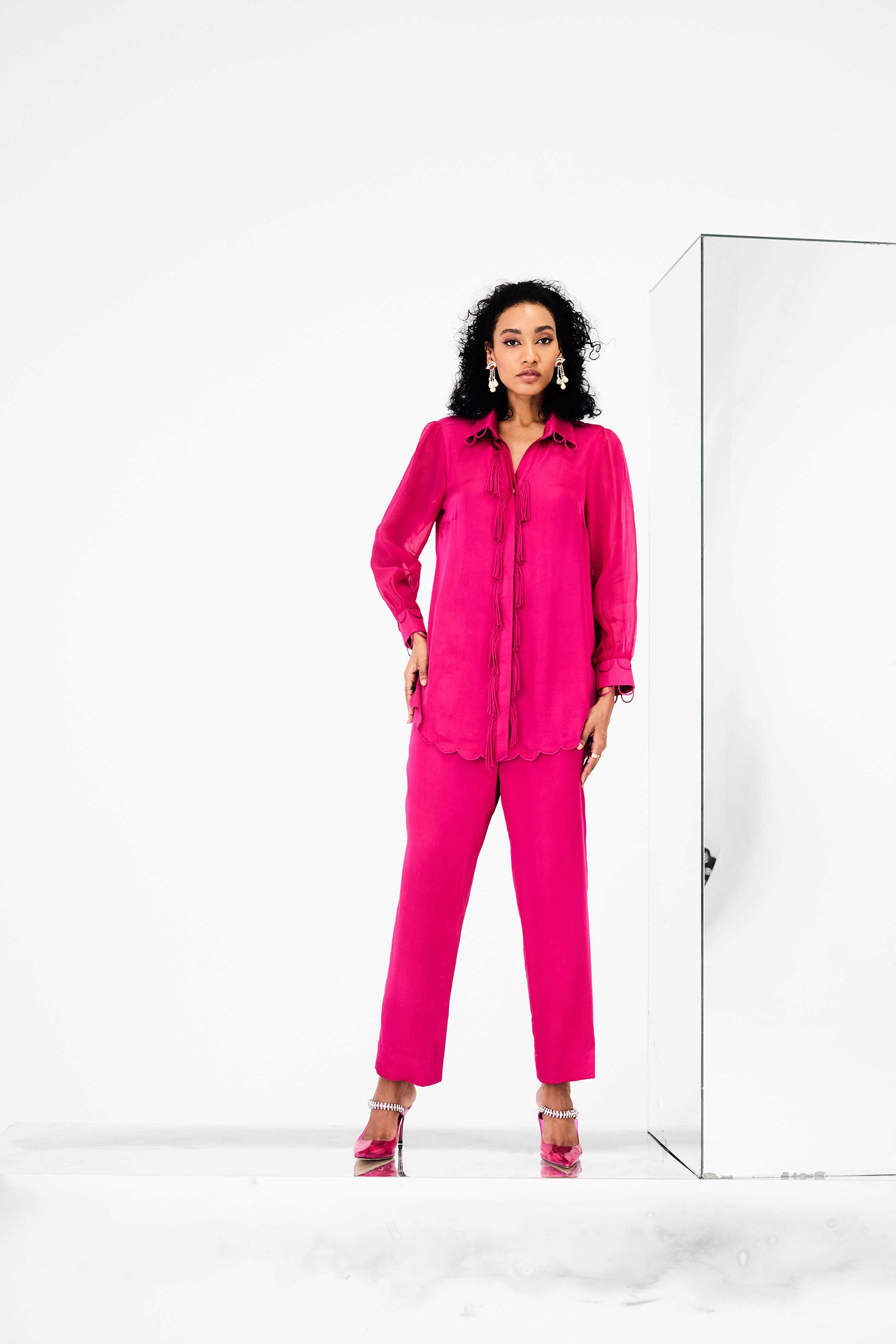Ecru Detailed Fringed Co-ord