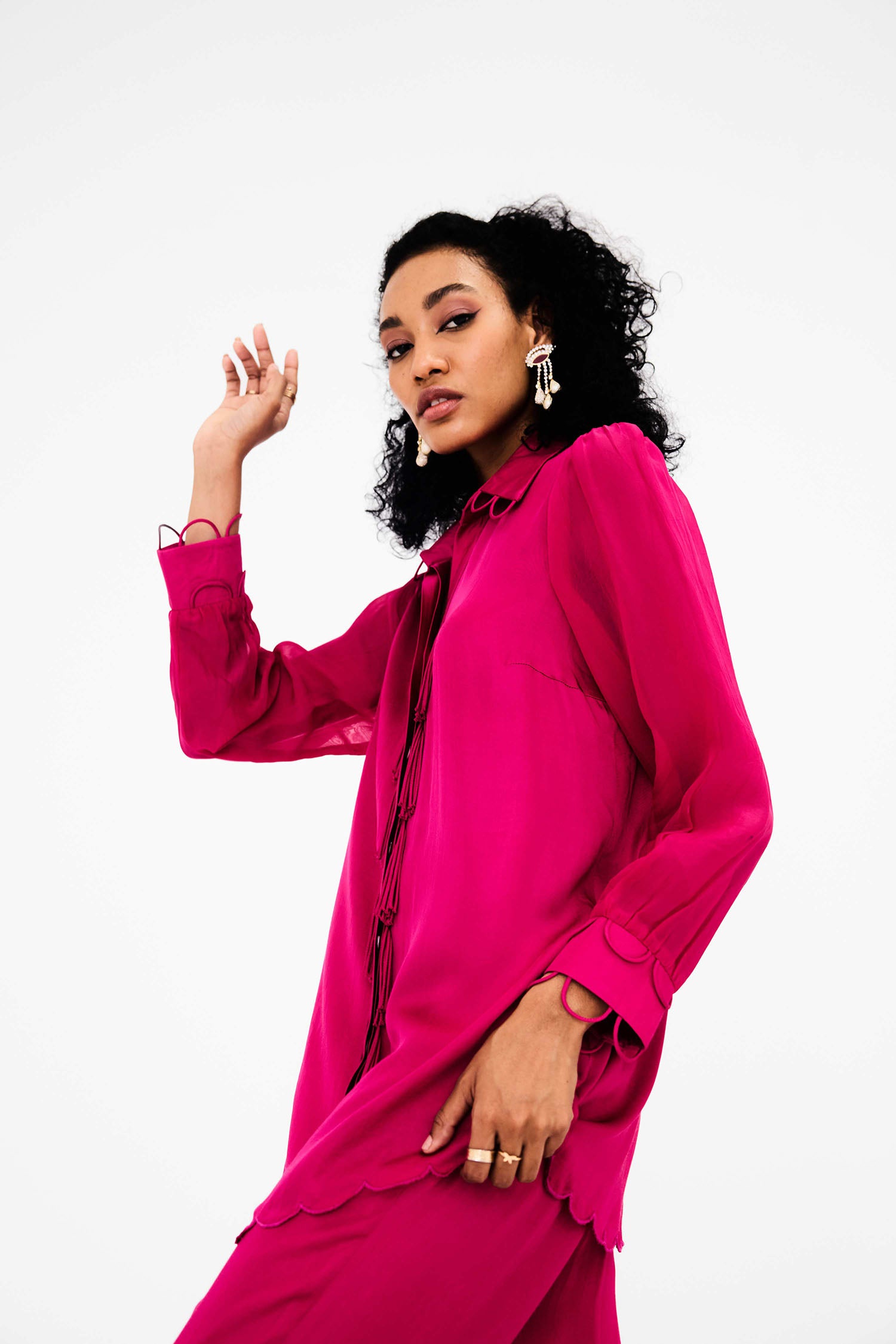 Ecru Detailed Fringed Co-ord