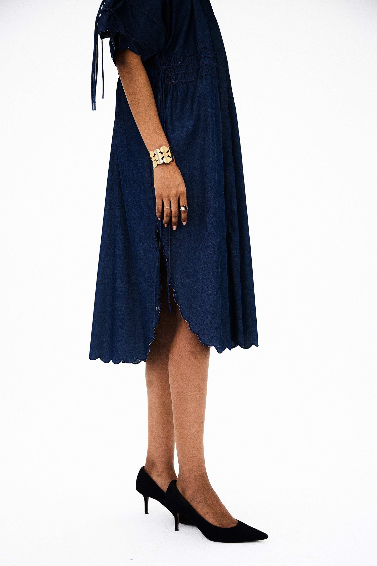 Dazzle Tie-up Denim Shirt Dress