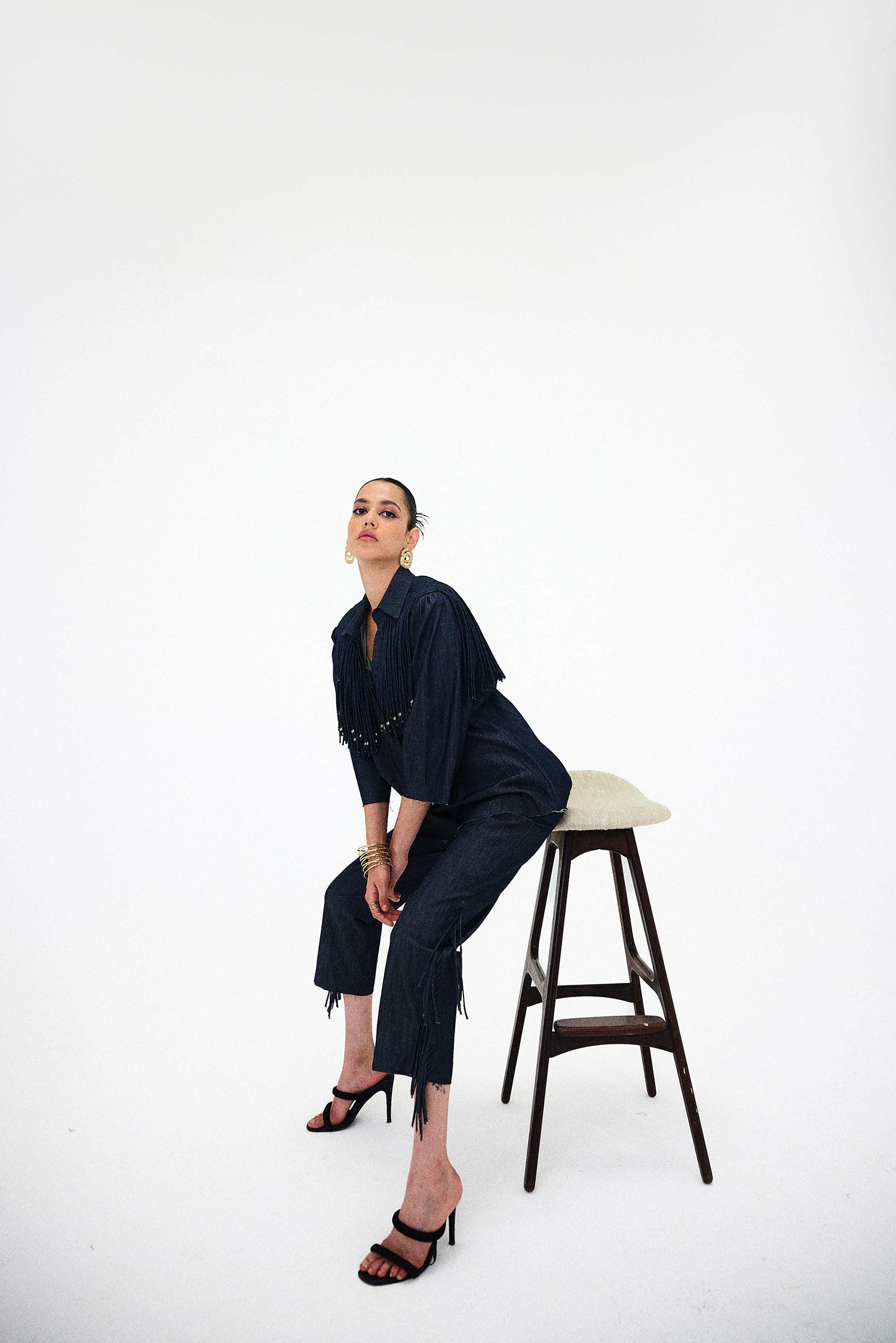 Mirage Handcrafted Denim Fringed Set