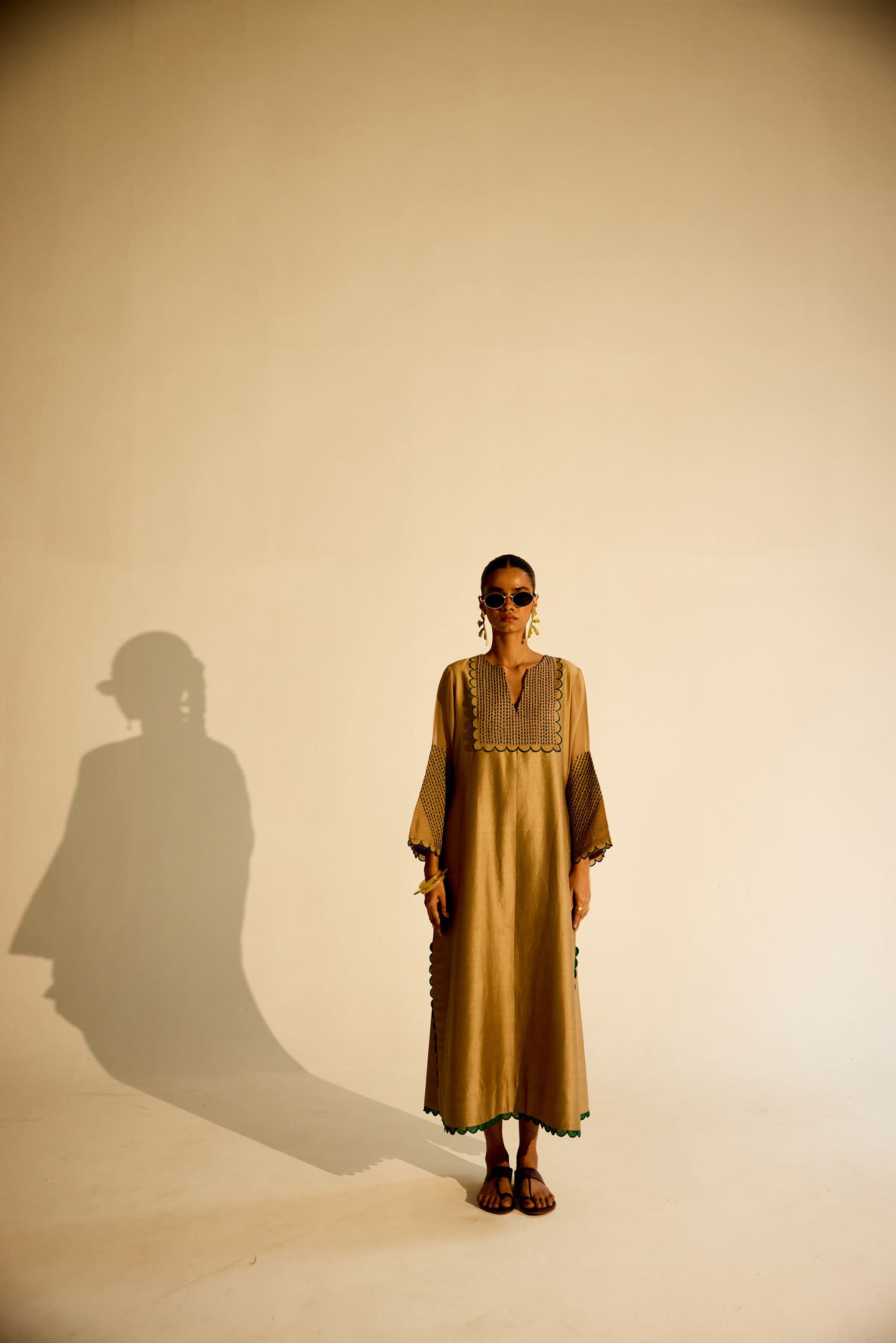 Paloma - Vintage Beige Kaftan Straight Dress
