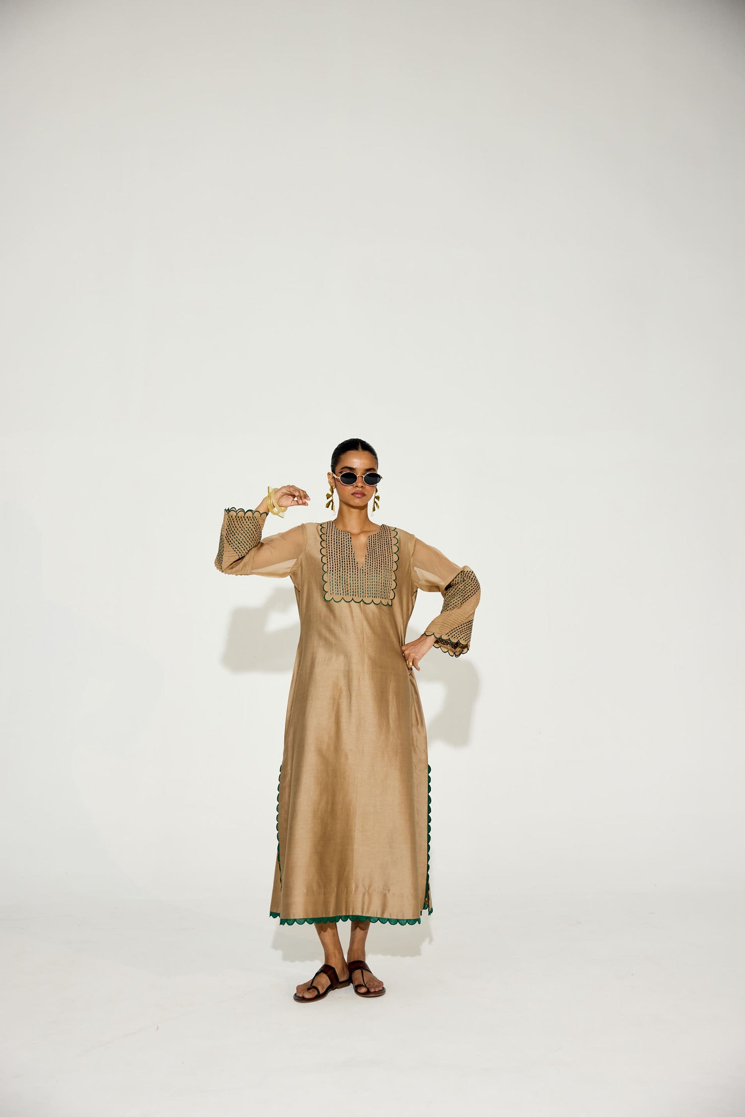 Paloma - Vintage Beige Kaftan Straight Dress