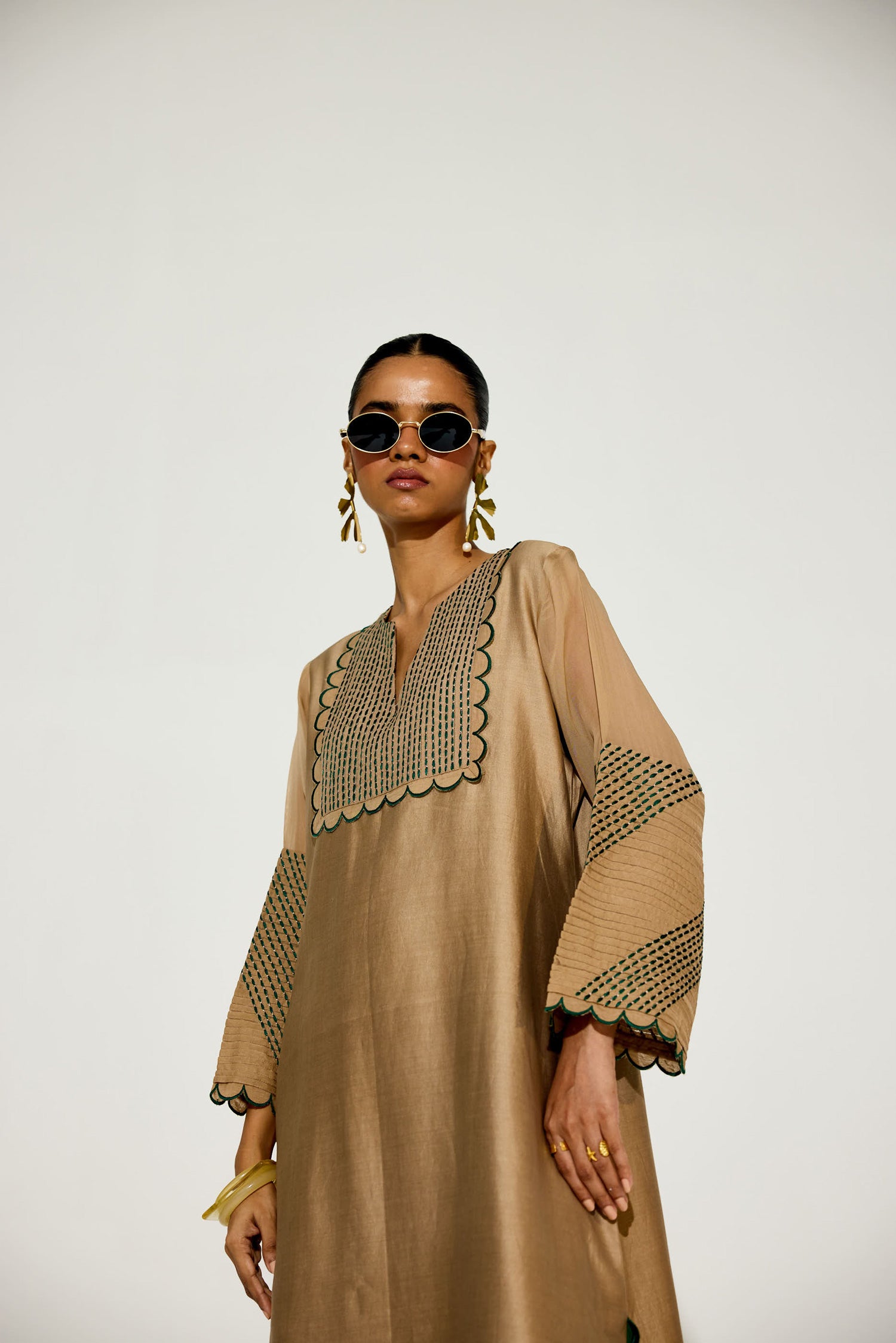 Paloma - Vintage Beige Kaftan Straight Dress