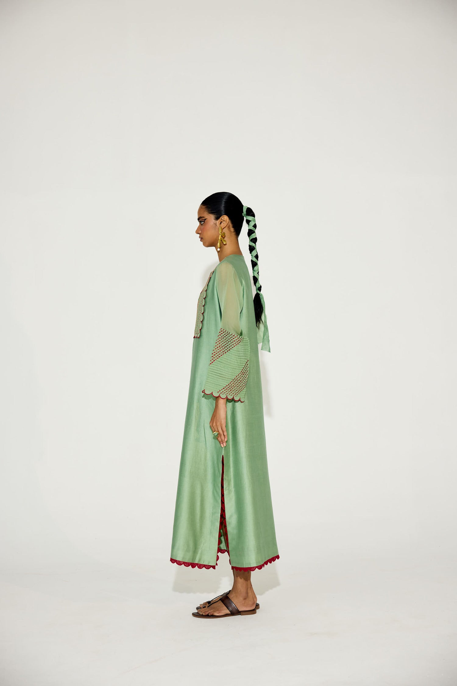 Paloma - Sage Green Kaftan Straight Dress