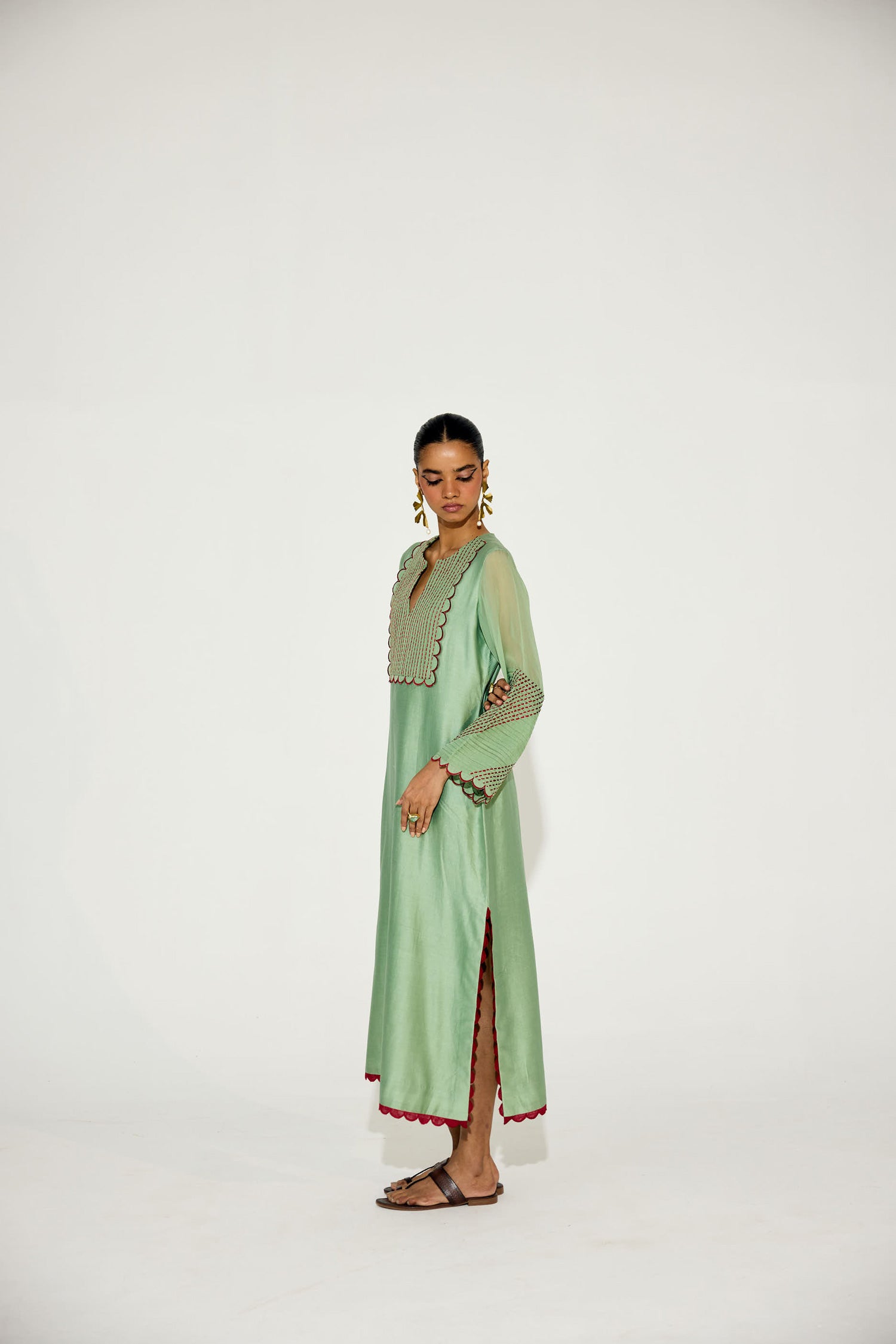 Paloma - Sage Green Kaftan Straight Dress