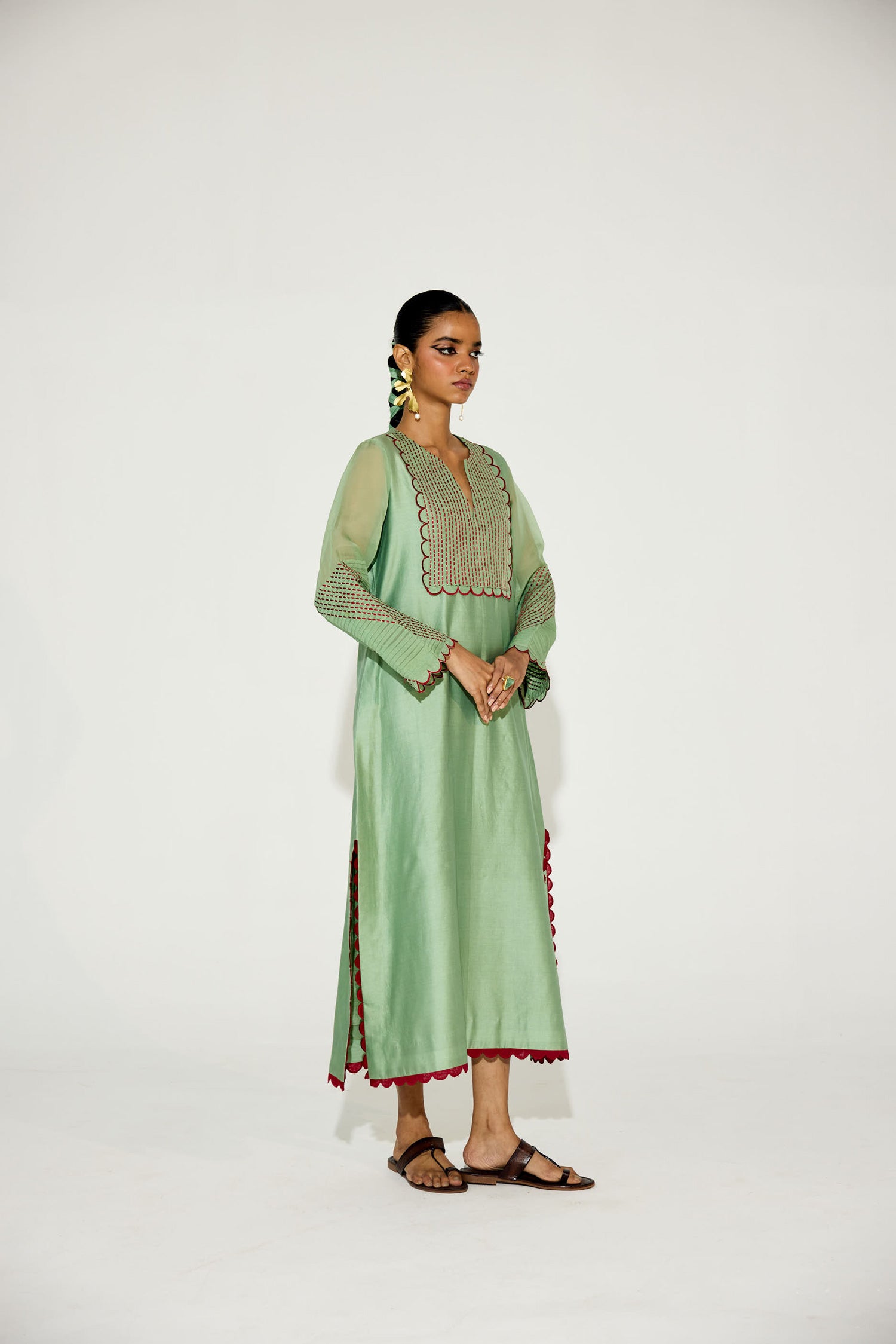 Paloma - Sage Green Kaftan Straight Dress