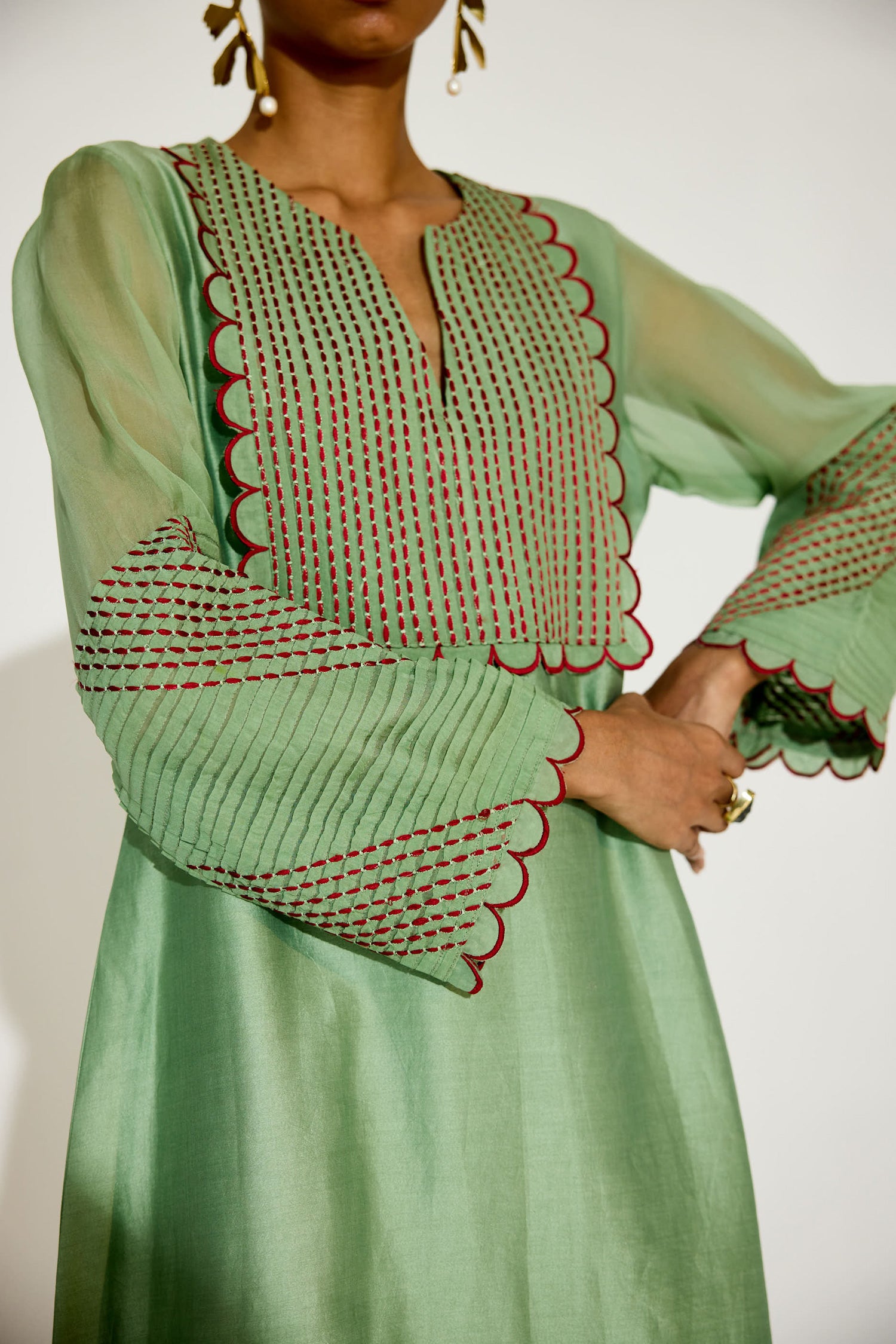 Paloma - Sage Green Kaftan Straight Dress