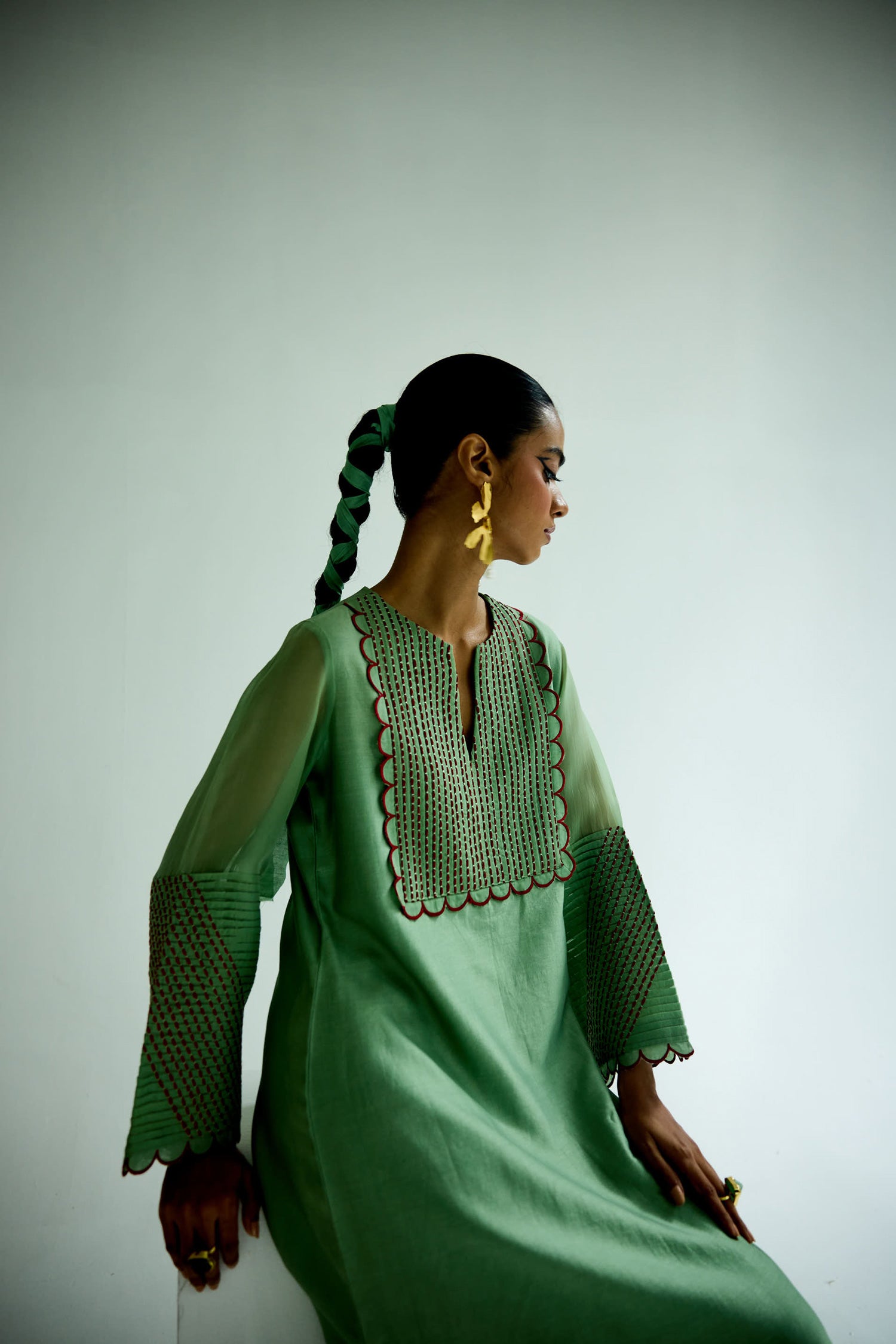 Paloma - Sage Green Kaftan Straight Dress