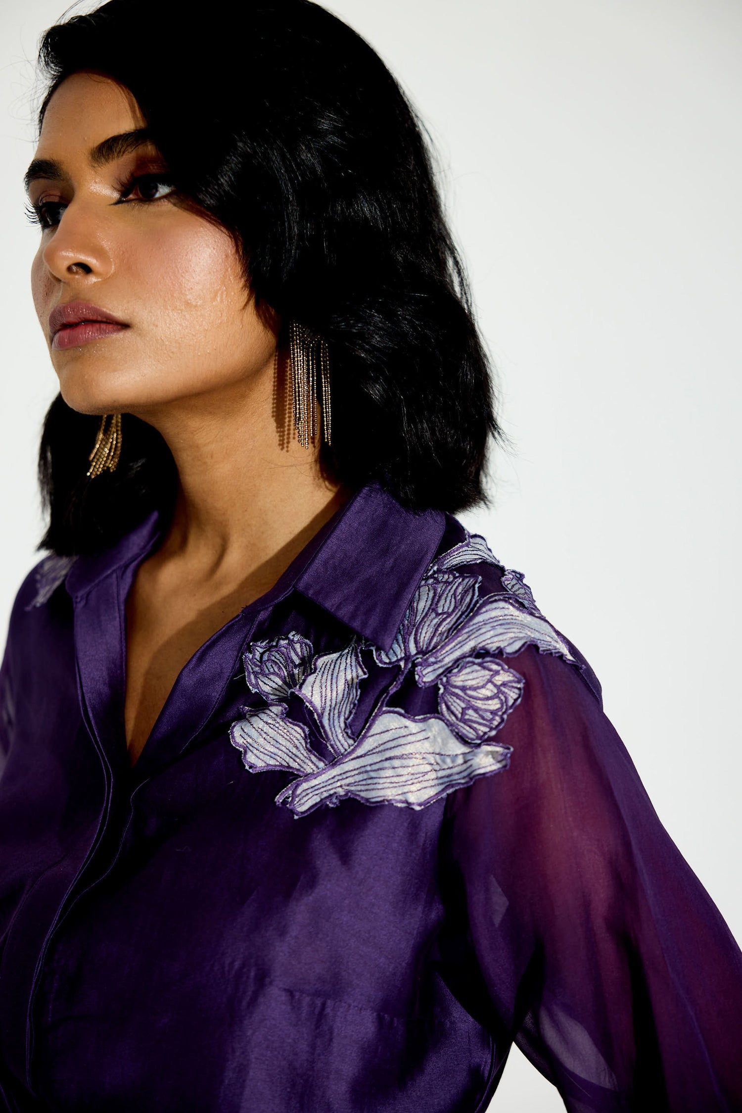 Kokum Cola Draped Skirt Set (Purple)