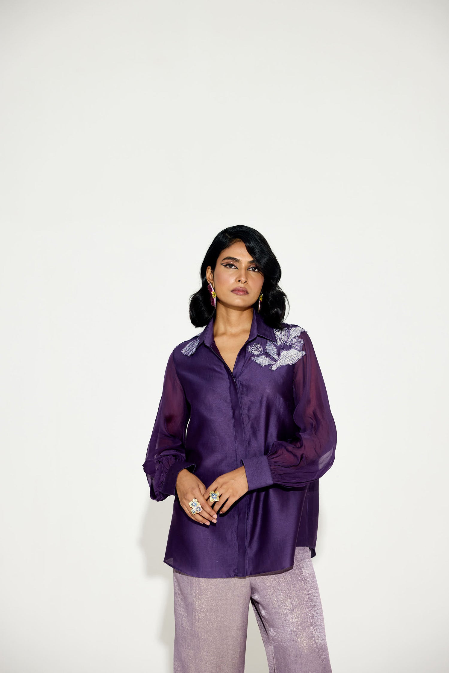 Tropical Rouge (Violet) 3D Metallic Co-ord