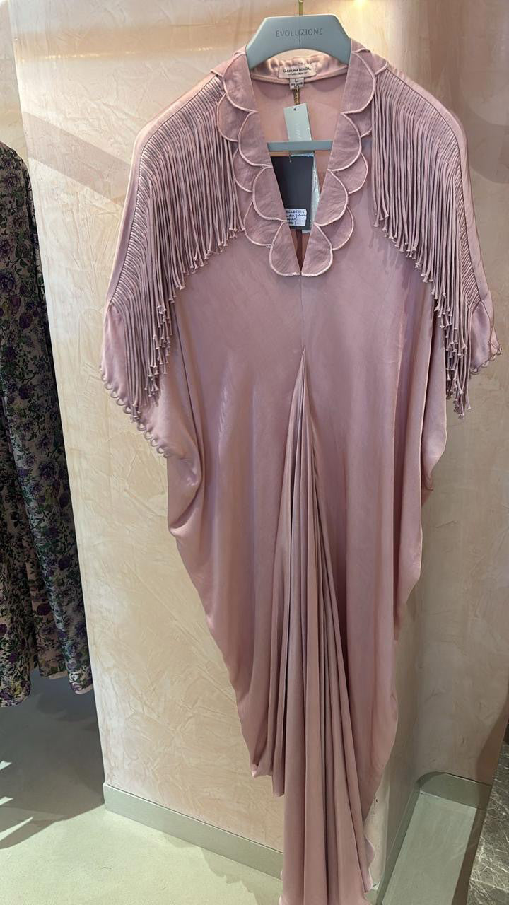 Indy Handcrafted Fringed & Scalloped Neck Draped Kaftan