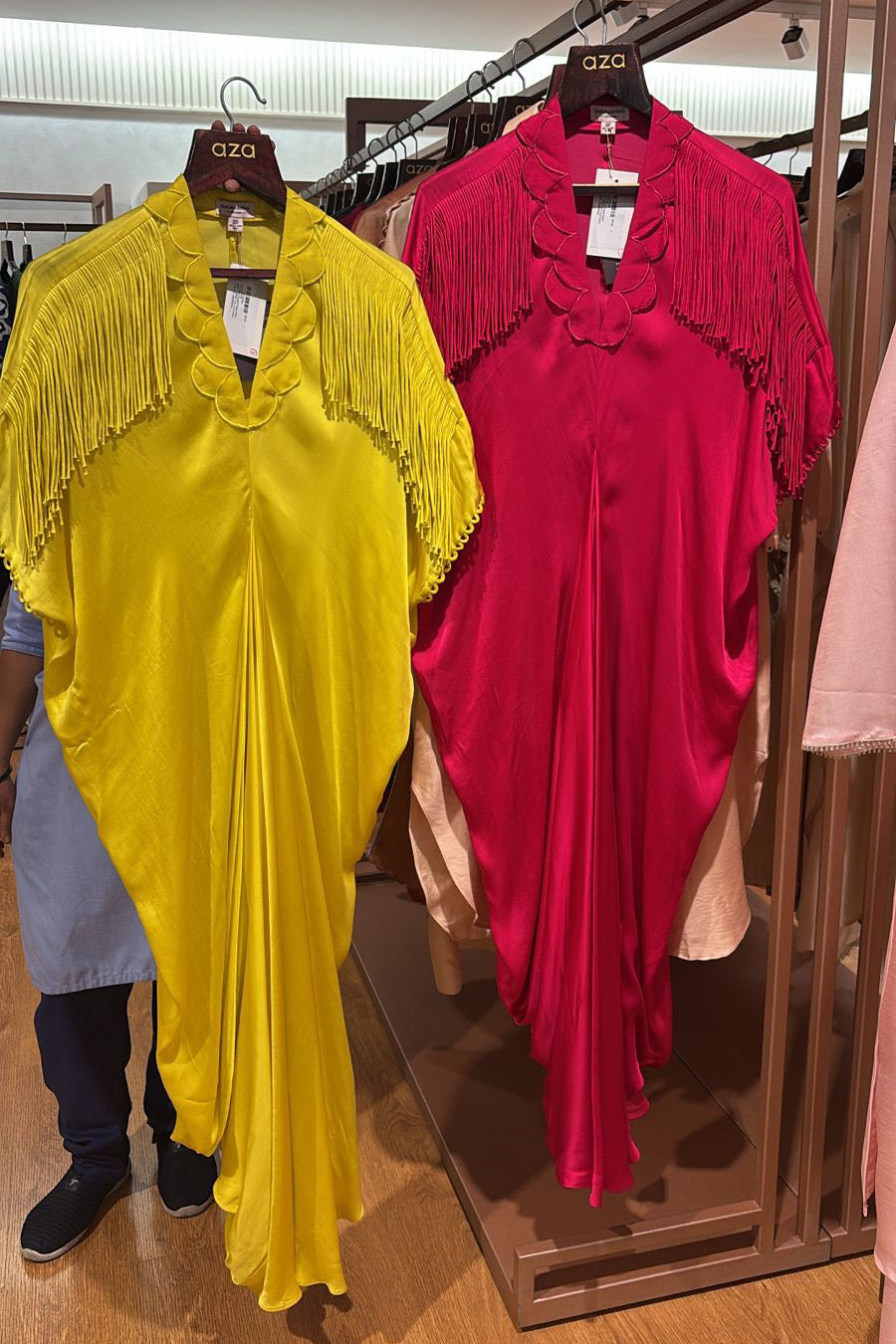 Indy Handcrafted Fringed & Scalloped Neck Draped Kaftan