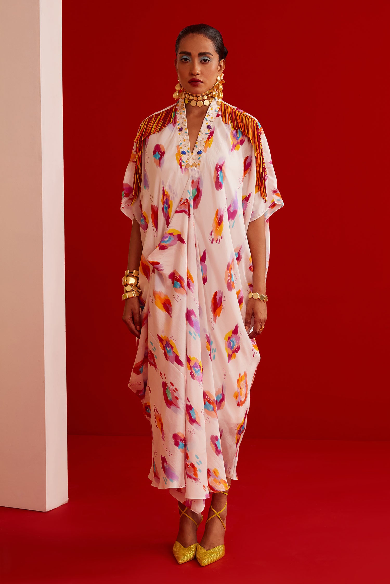 Lia - Printed & Fringed Kaftan