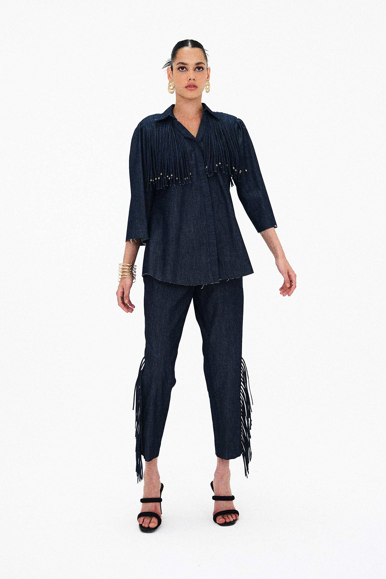 Mirage Handcrafted Denim Fringed Set