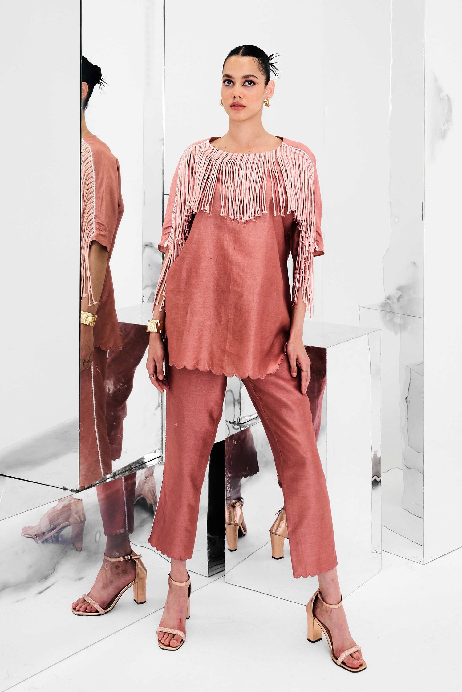 Ema Handcrafted Fringed Boxy Set