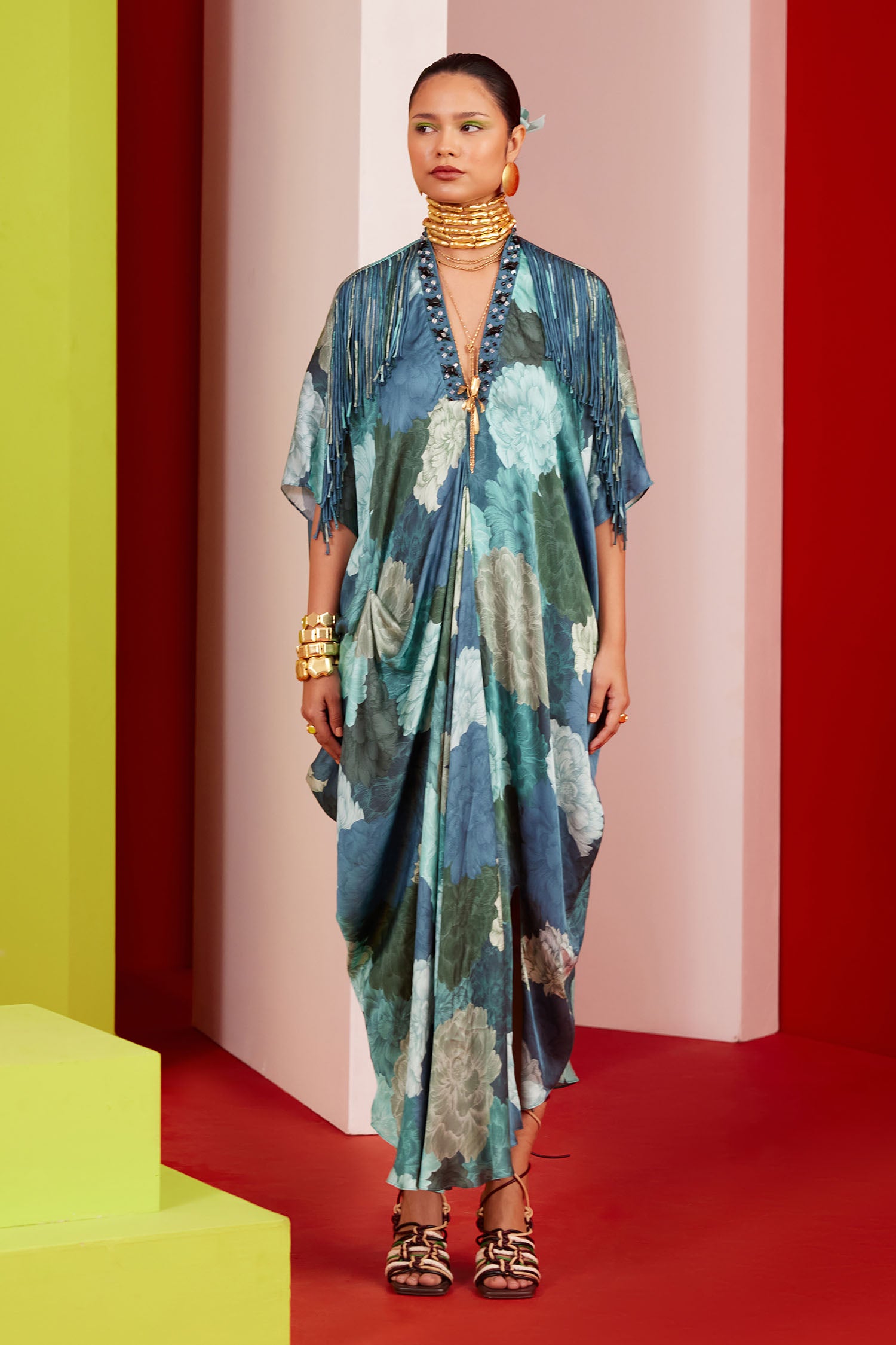 Mia - Printed & Fringed Kaftan