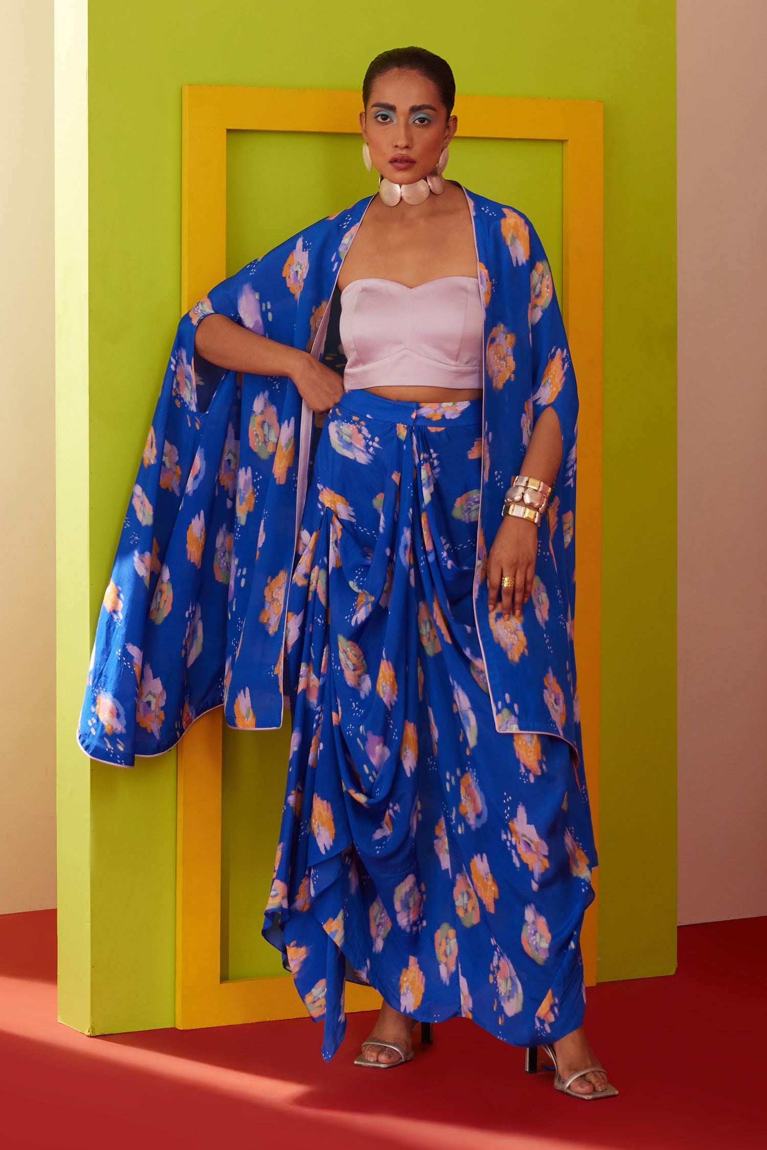 Fio - Printed Skirt Cape Set