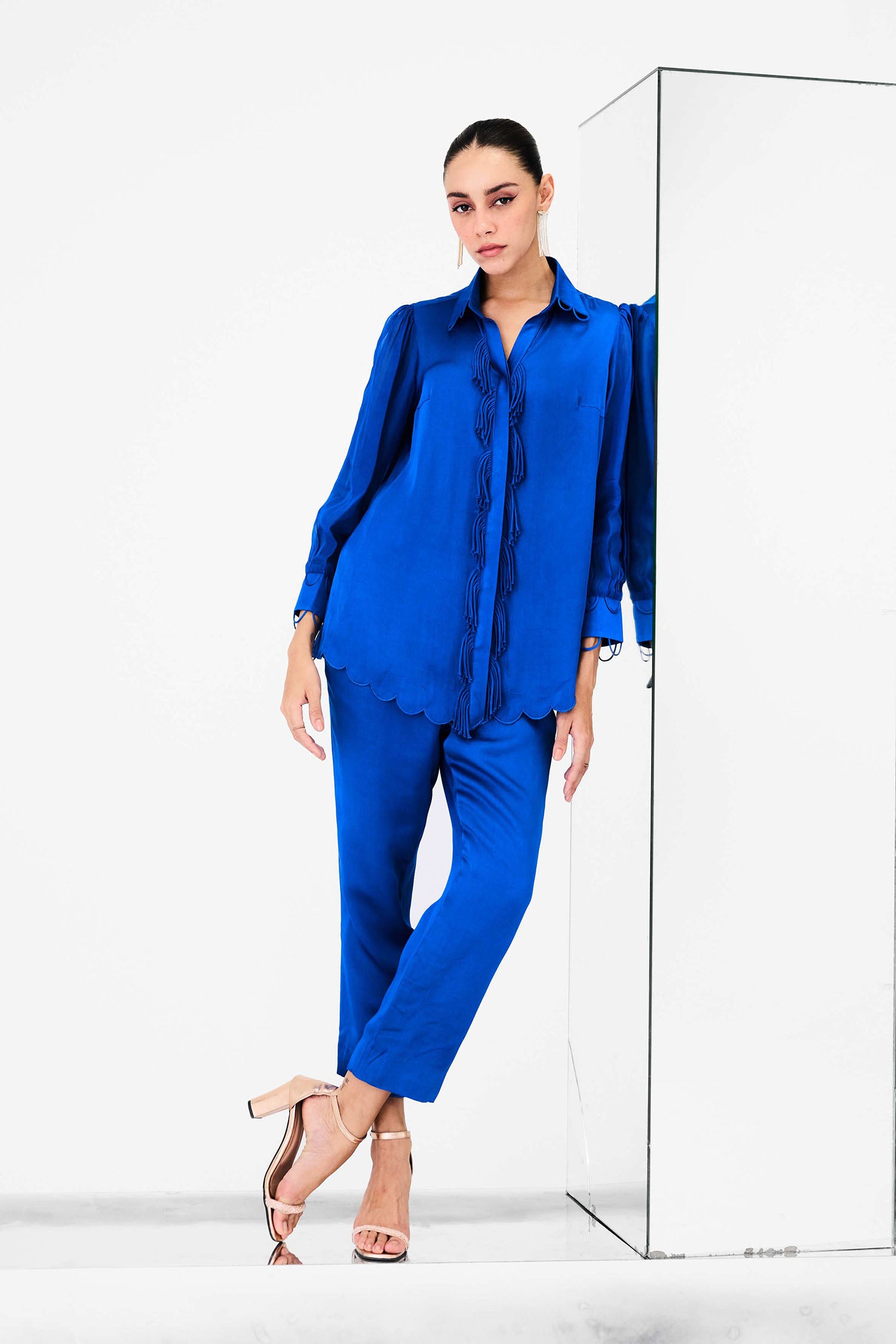 Ecru Detailed Fringed Co-ord