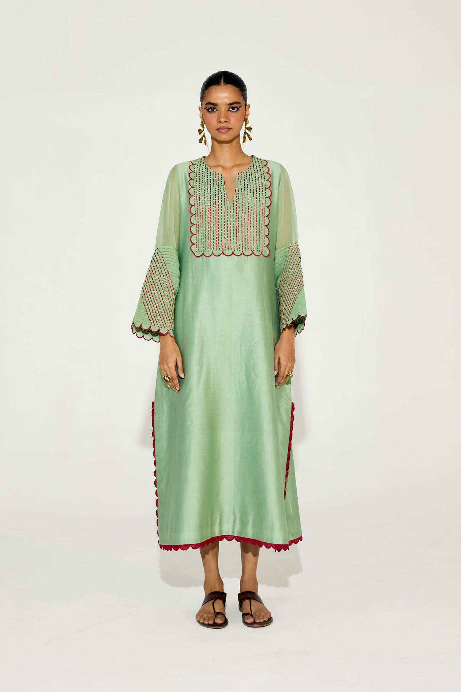 Paloma - Sage Green Kaftan Straight Dress
