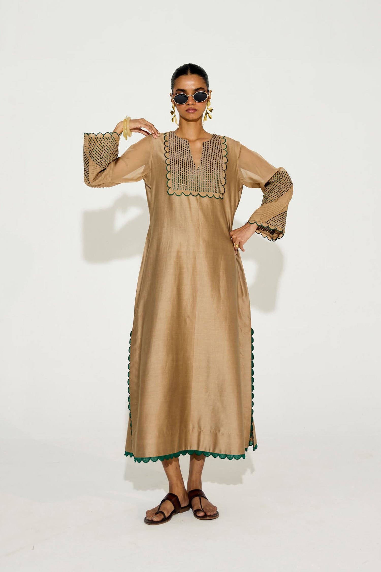 Paloma - Vintage Beige Kaftan Straight Dress