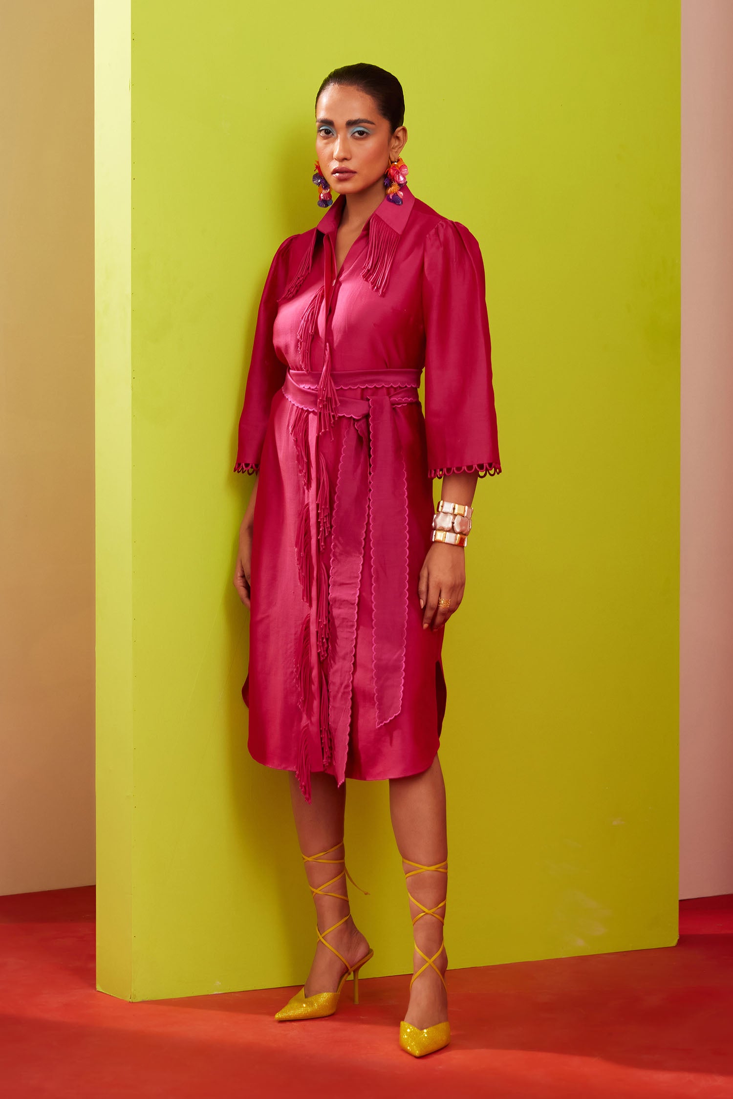 fringed shirt dress Farm Rio x Anthropologie Fringed T-Shirt Dress